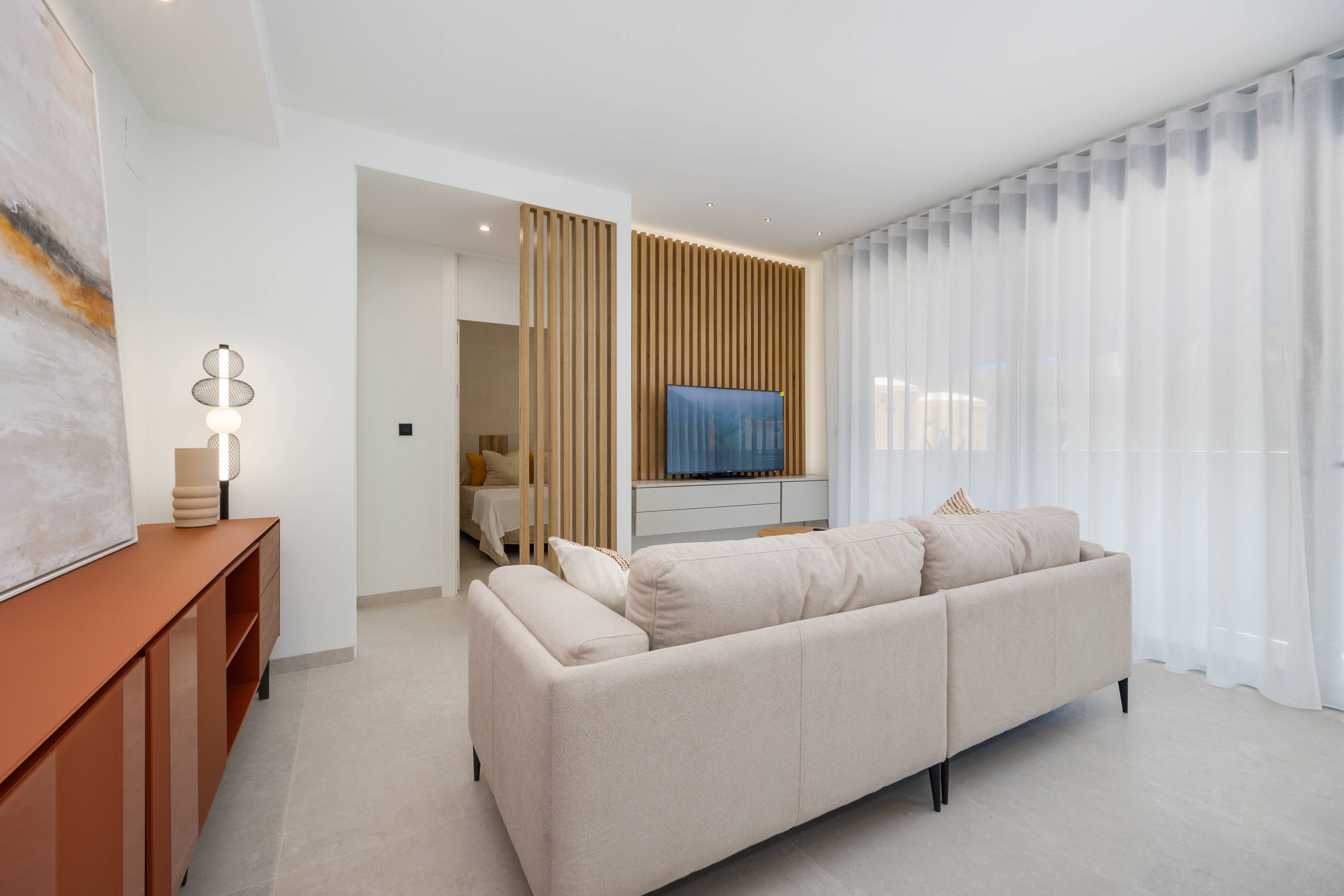 Full street-facing facade of 7-storey new-build complex, Centro, Guardamar Del Segura