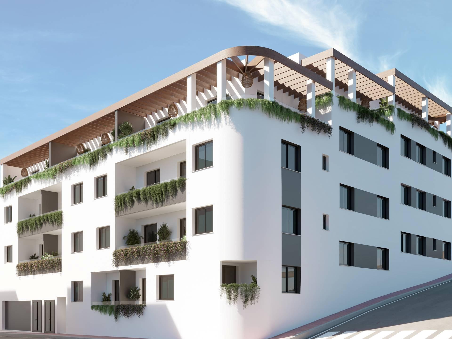 Exterior facade of residential complex, Las Flores, Mijas