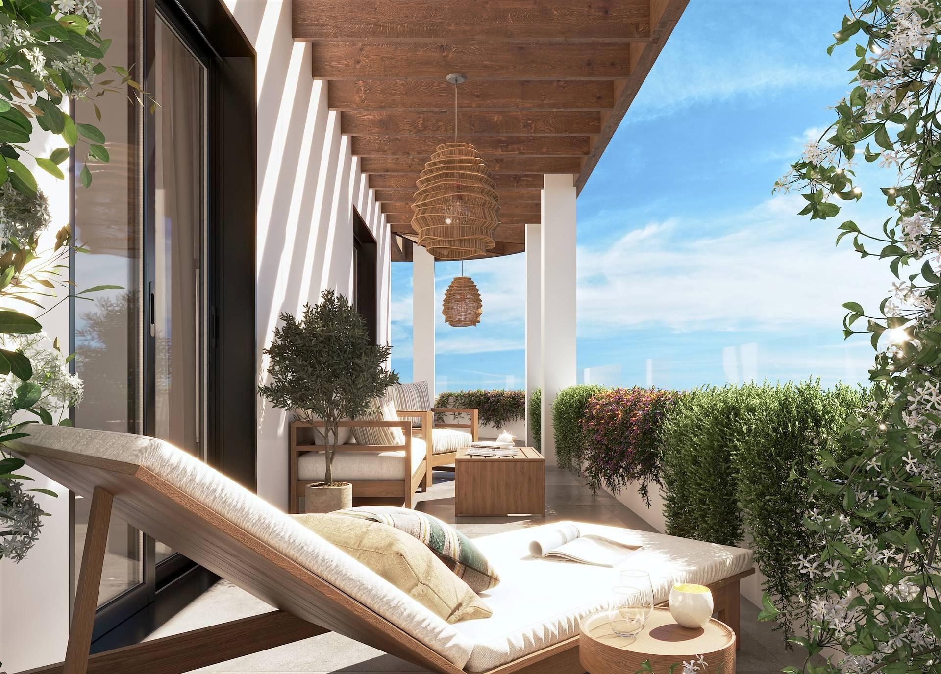 Living area in 1-bedroom apartment, Las Flores, Mijas