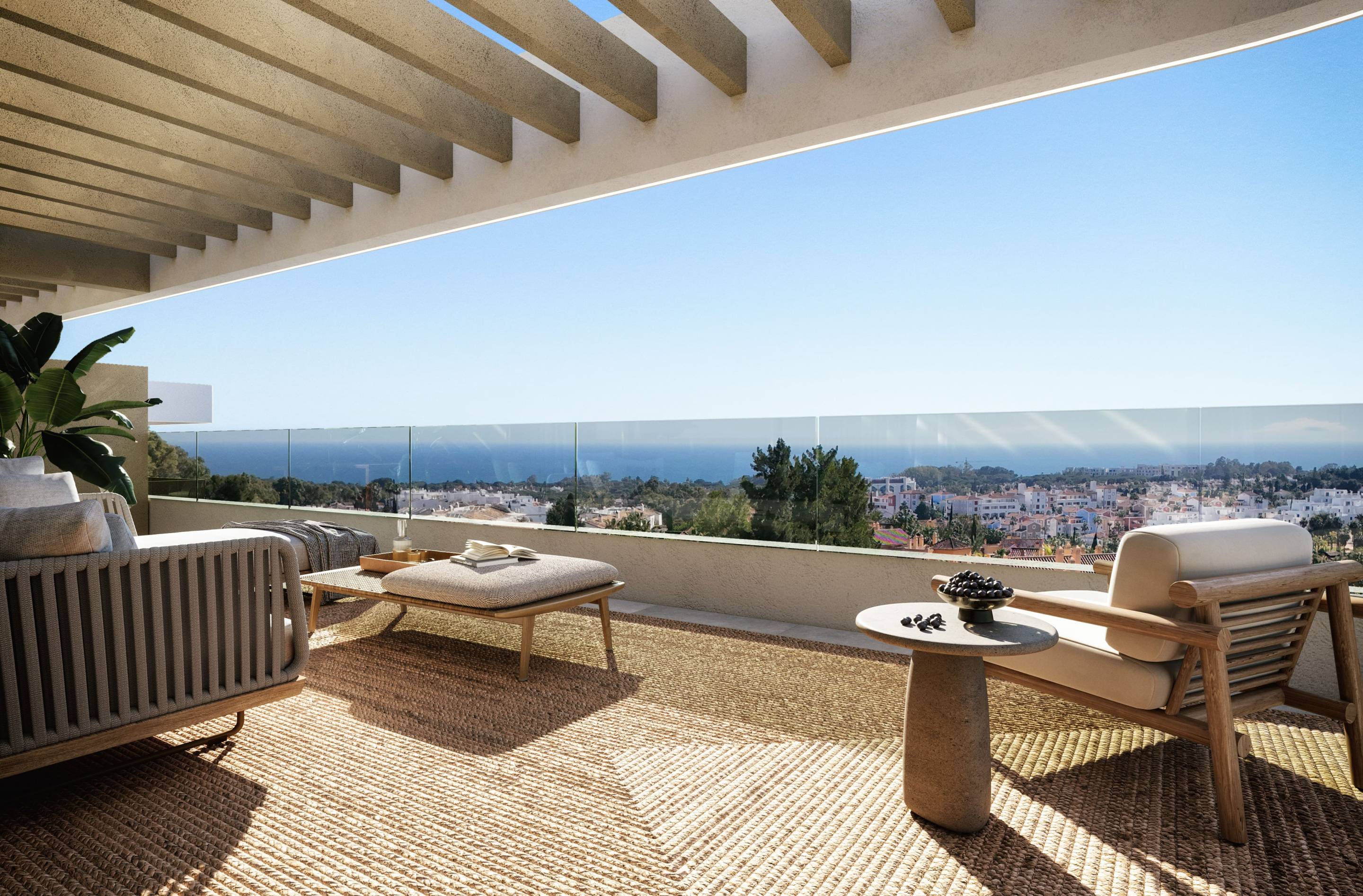 Living room with windows in 1-bedroom apartment, Estepona
