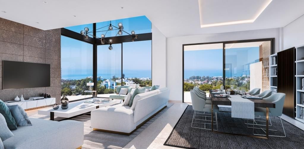 Master bedroom with fitted furniture in new-build villa, Bello Horizonte, Marbella