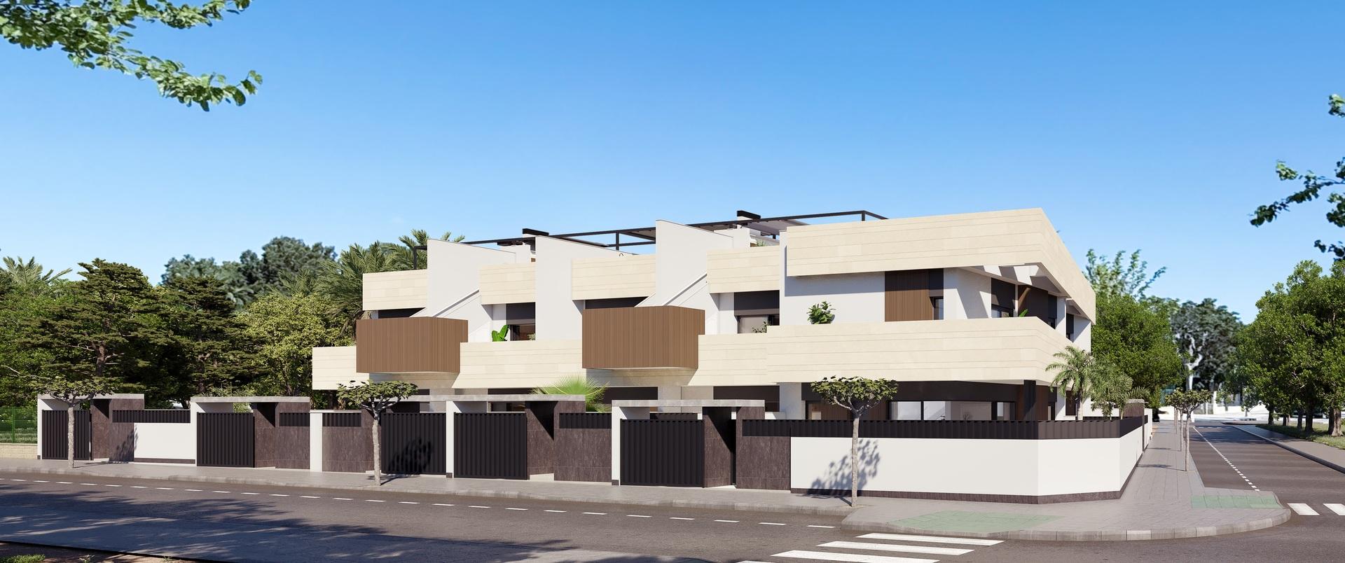 Exterior facade of new-build bungalow, Pilar de la Horadada