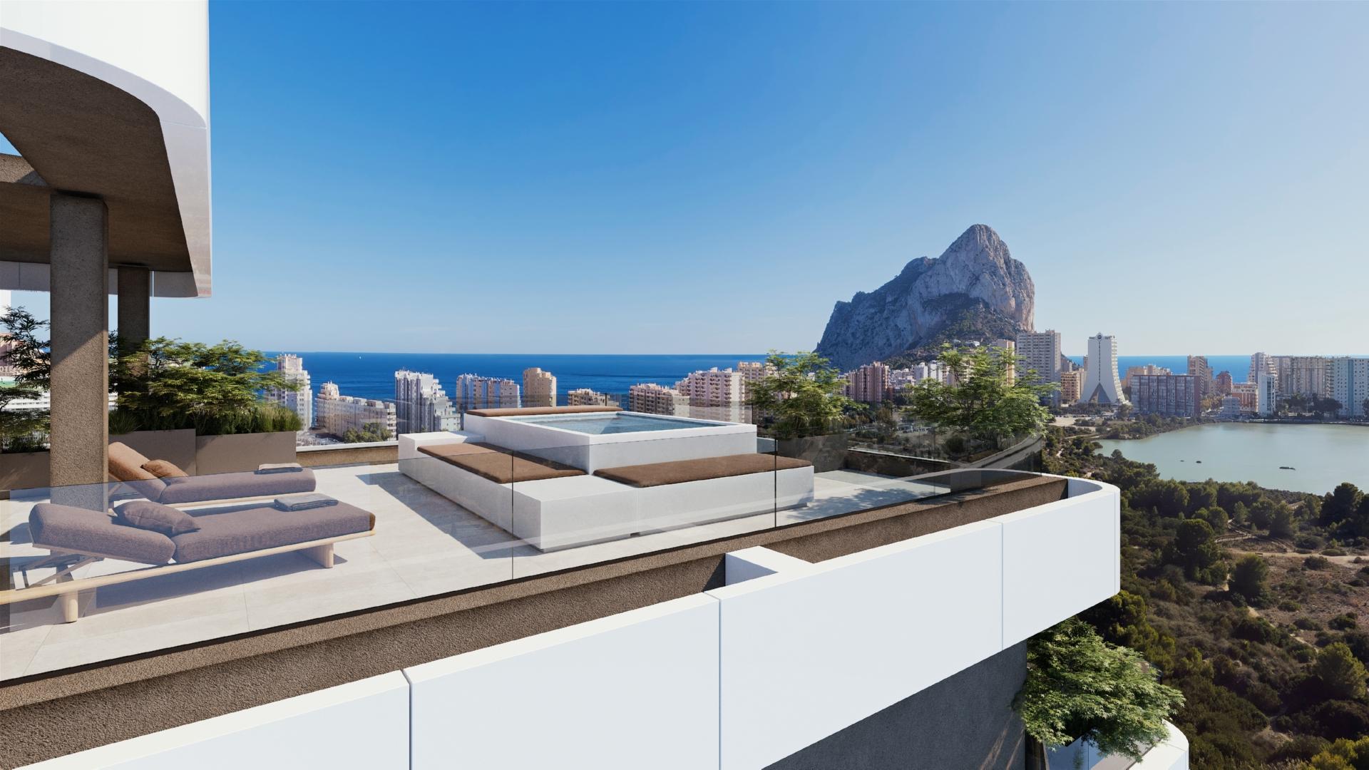 View of Peñón de Ifach from apartment terrace, Playa de Fossa-Levante, Calpe