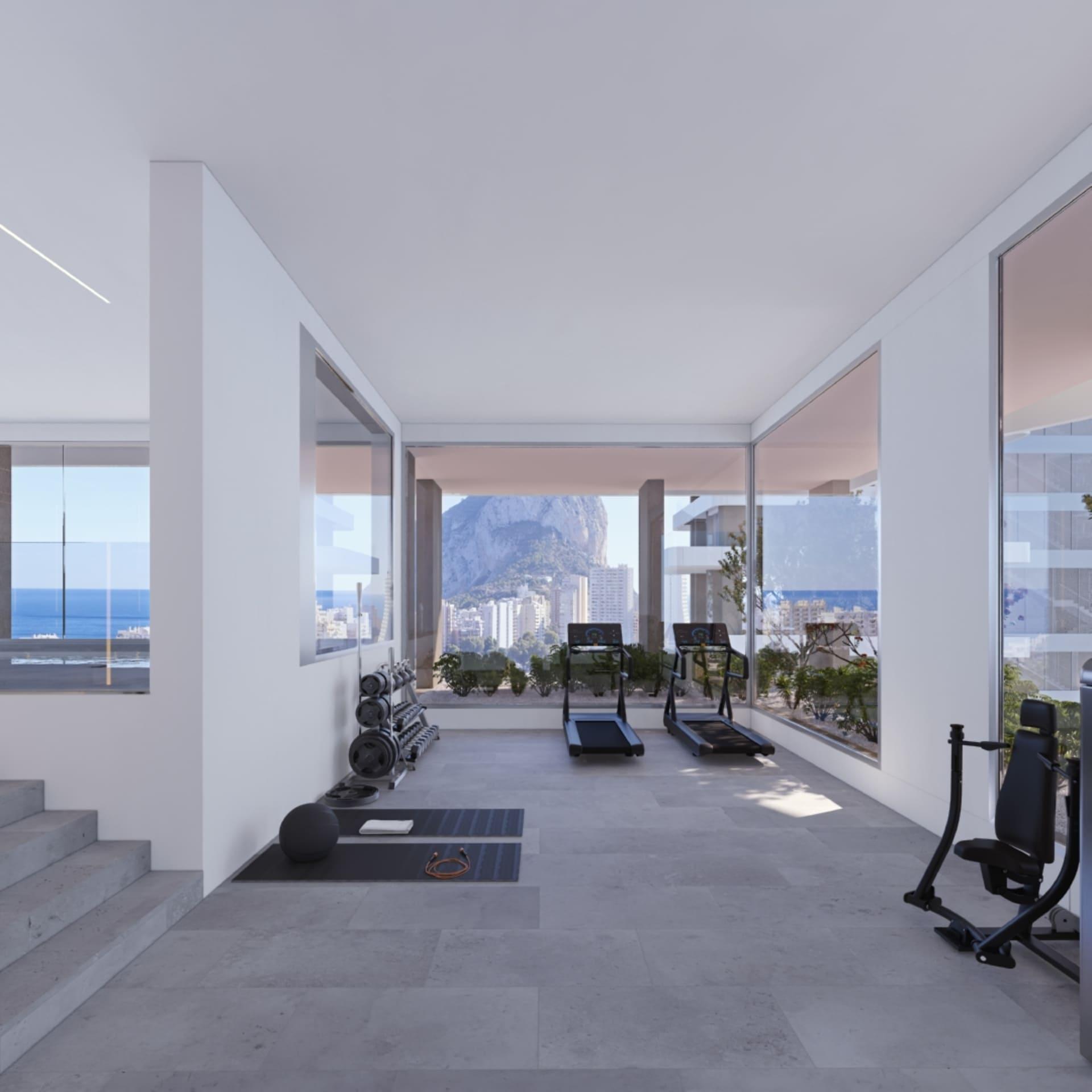 Open-plan living area with porcelain tile flooring in 3-bedroom apartment, Playa de Fossa-Levante, Calpe