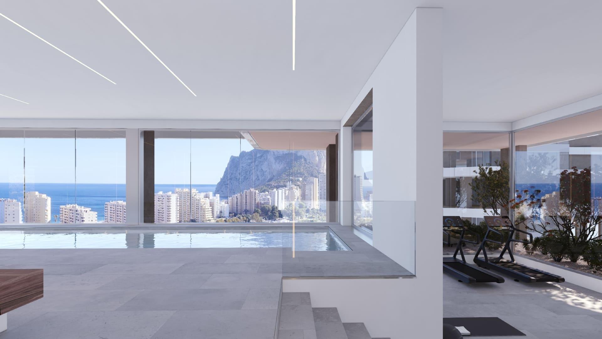 Open-plan kitchen and dining area in new-build apartment, Playa de Fossa-Levante, Calpe
