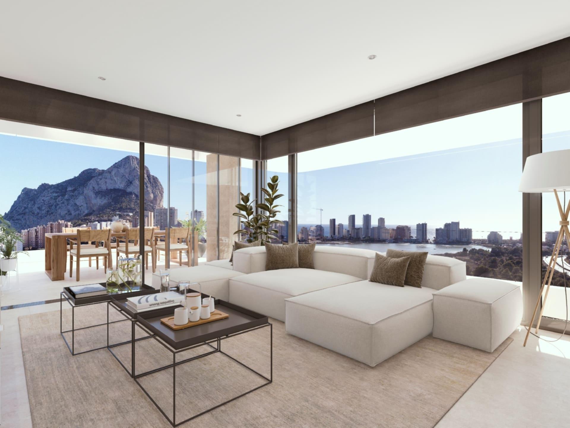 Communal pool area, new-build residential development, Playa de Fossa-Levante, Calpe