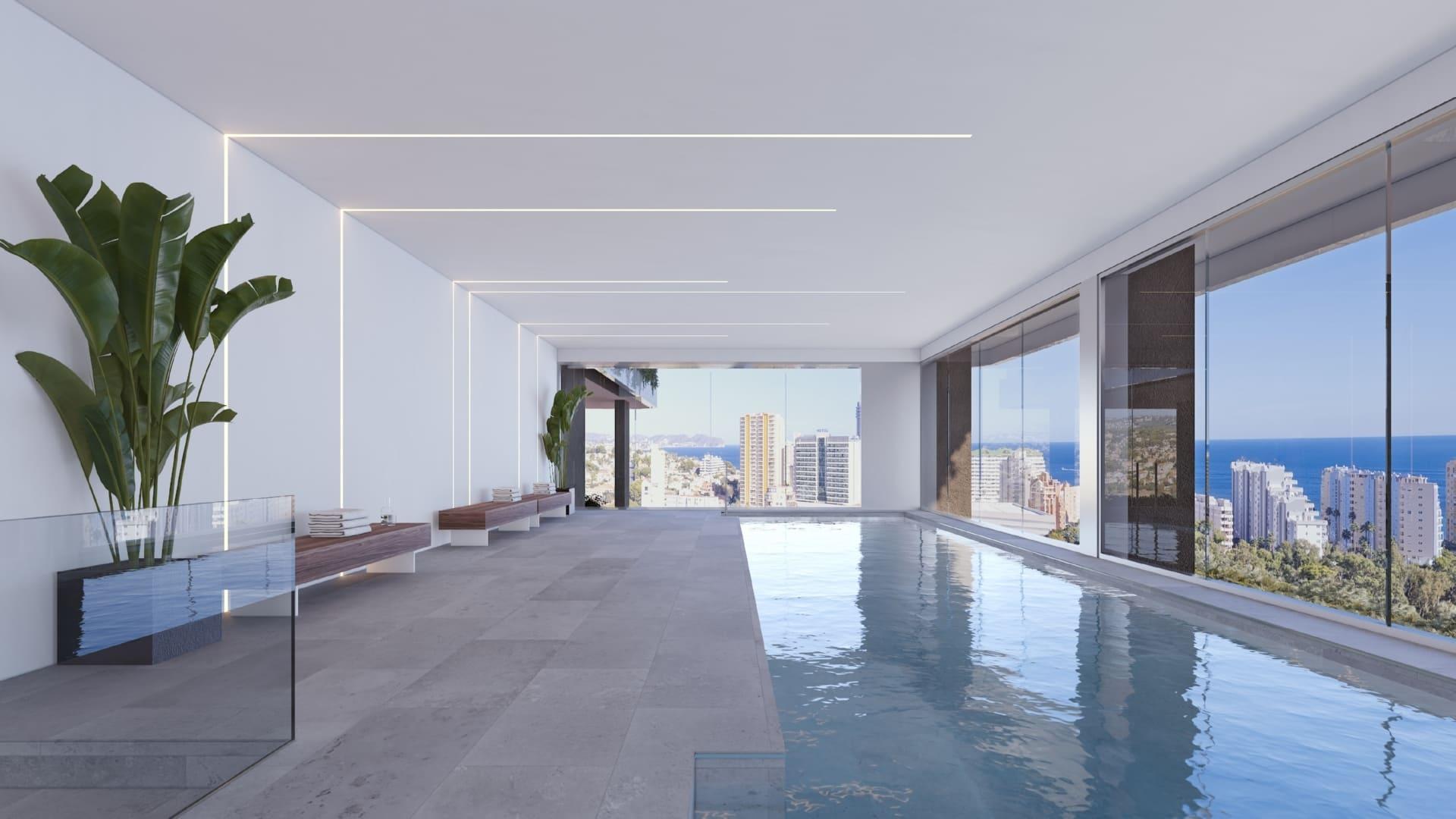 Sea view from living room on 14th floor, new-build apartment, Playa de Fossa-Levante, Calpe