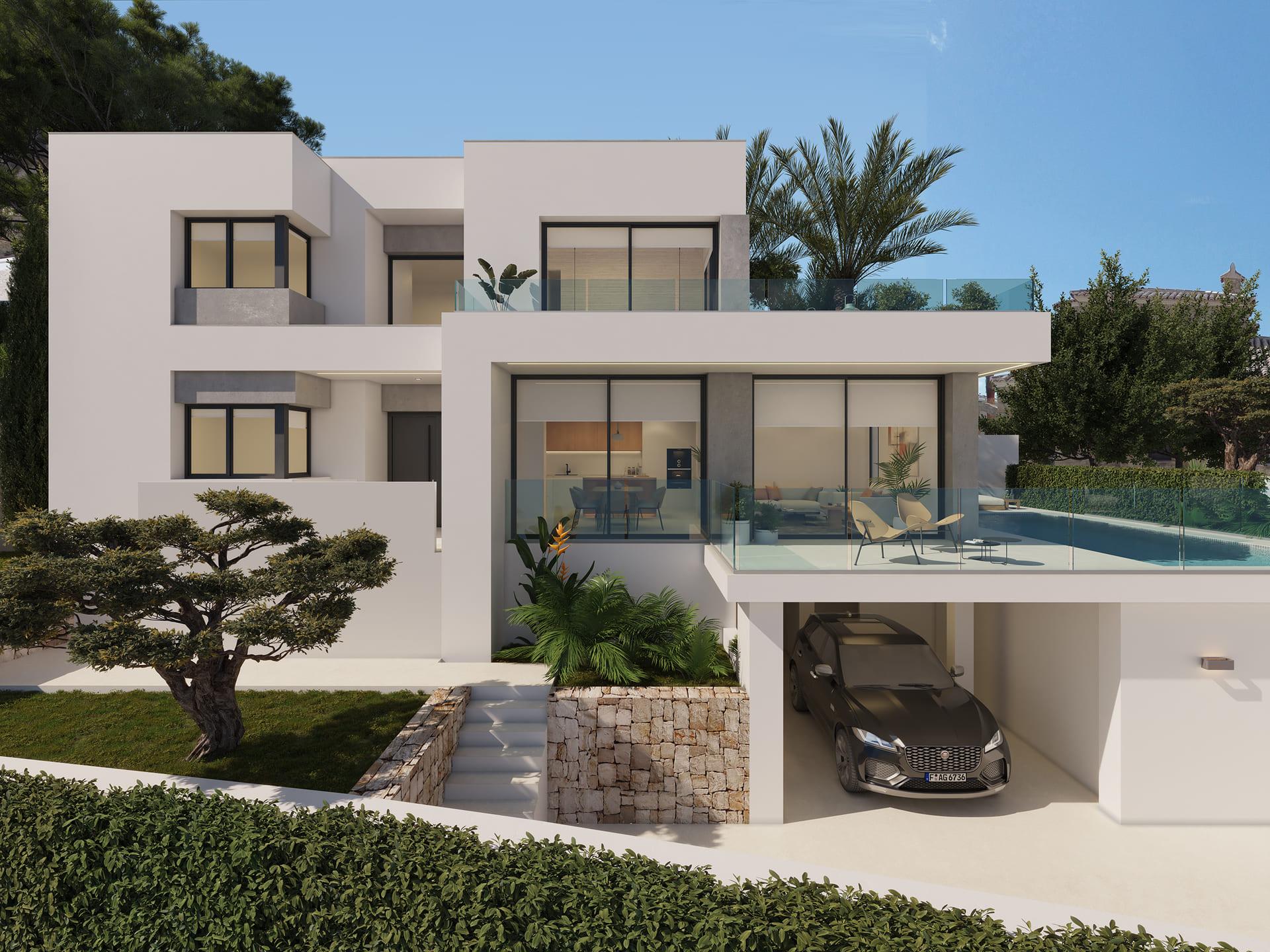 Dining area adjoining living space in 3-bedroom new-build villa, Benitachell