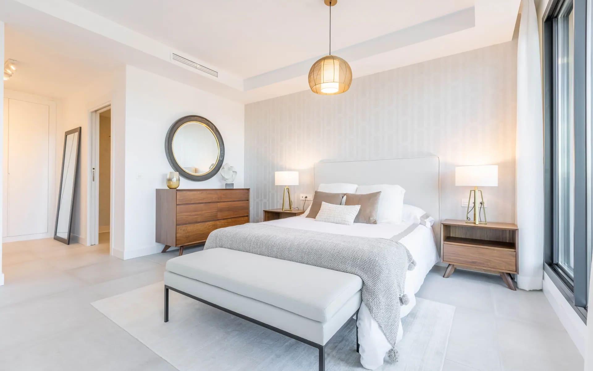 Second bedroom interior in new-build townhouse, Calaburra, Mijas