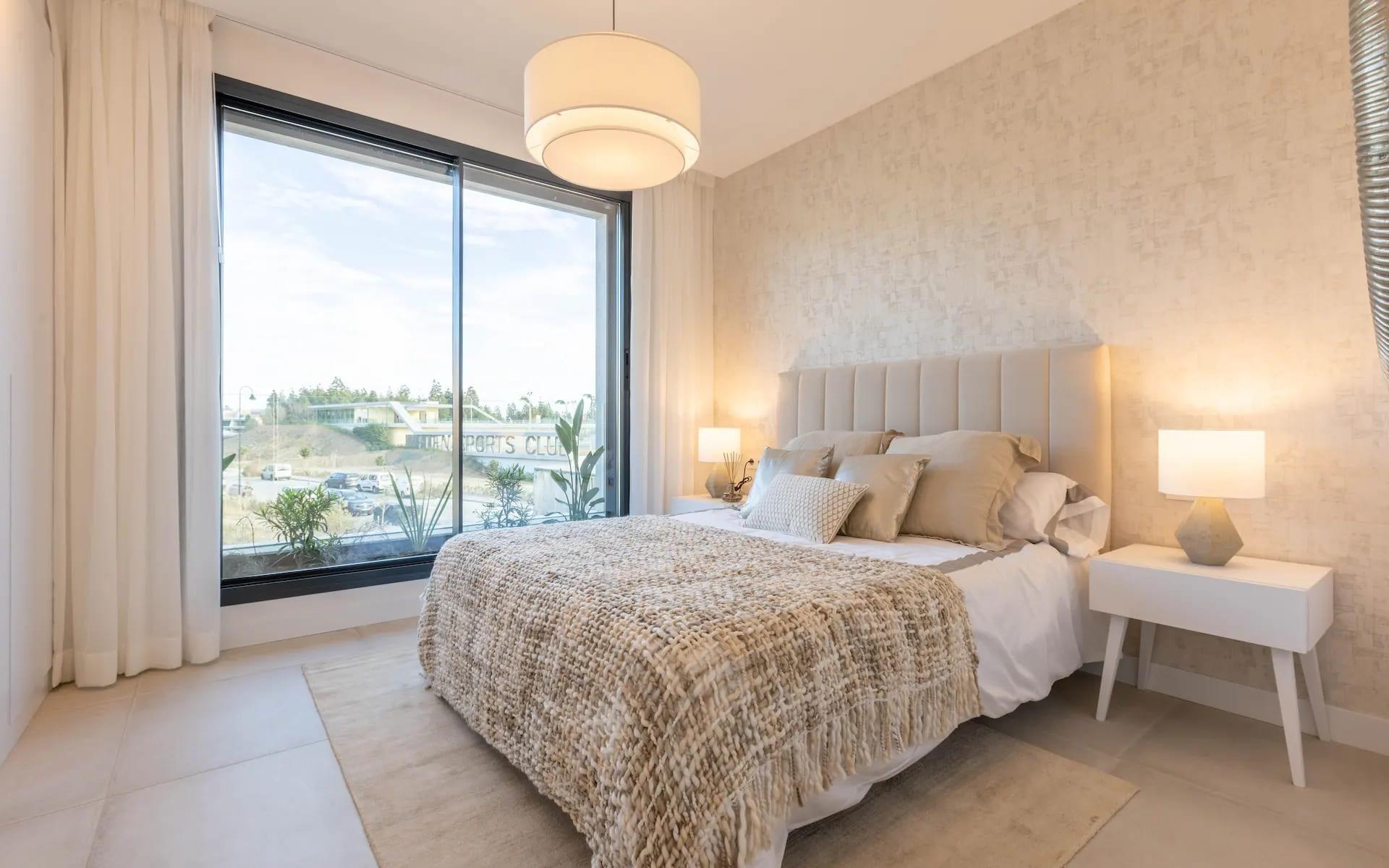 Bathroom with contemporary fittings in new-build townhouse, Calaburra, Mijas