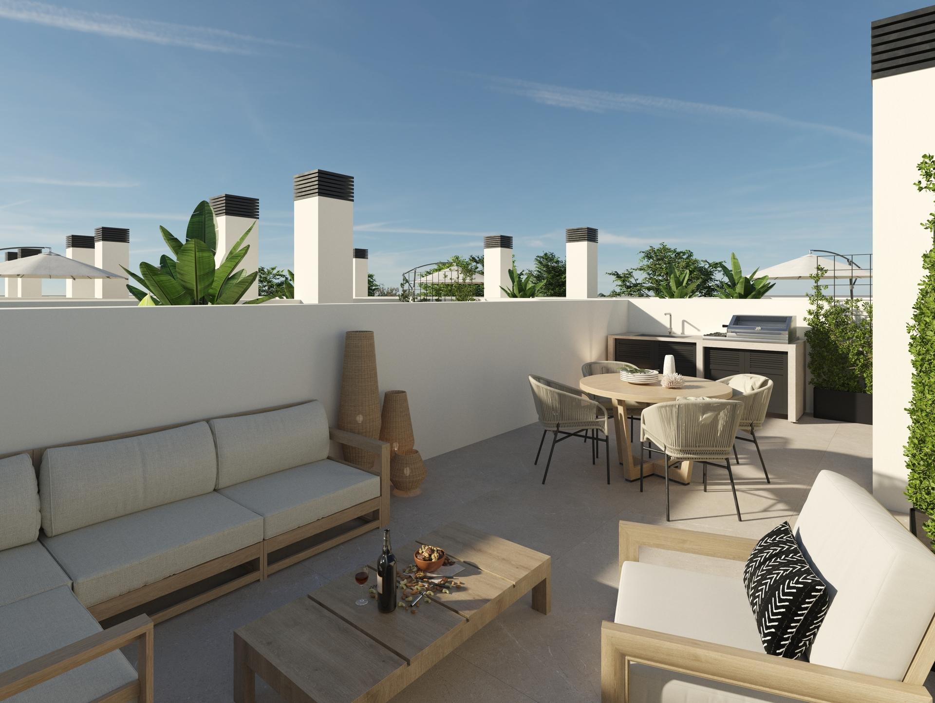 Terrace area in new-build bungalow, Dolores, Alicante