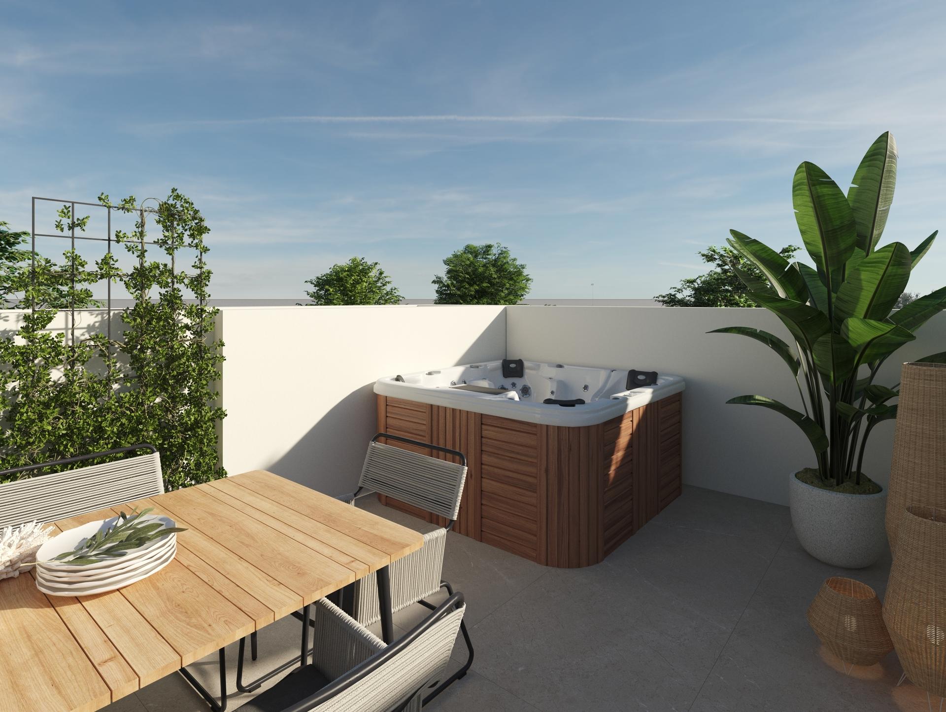 Solarium on roof level of new-build bungalow, Dolores