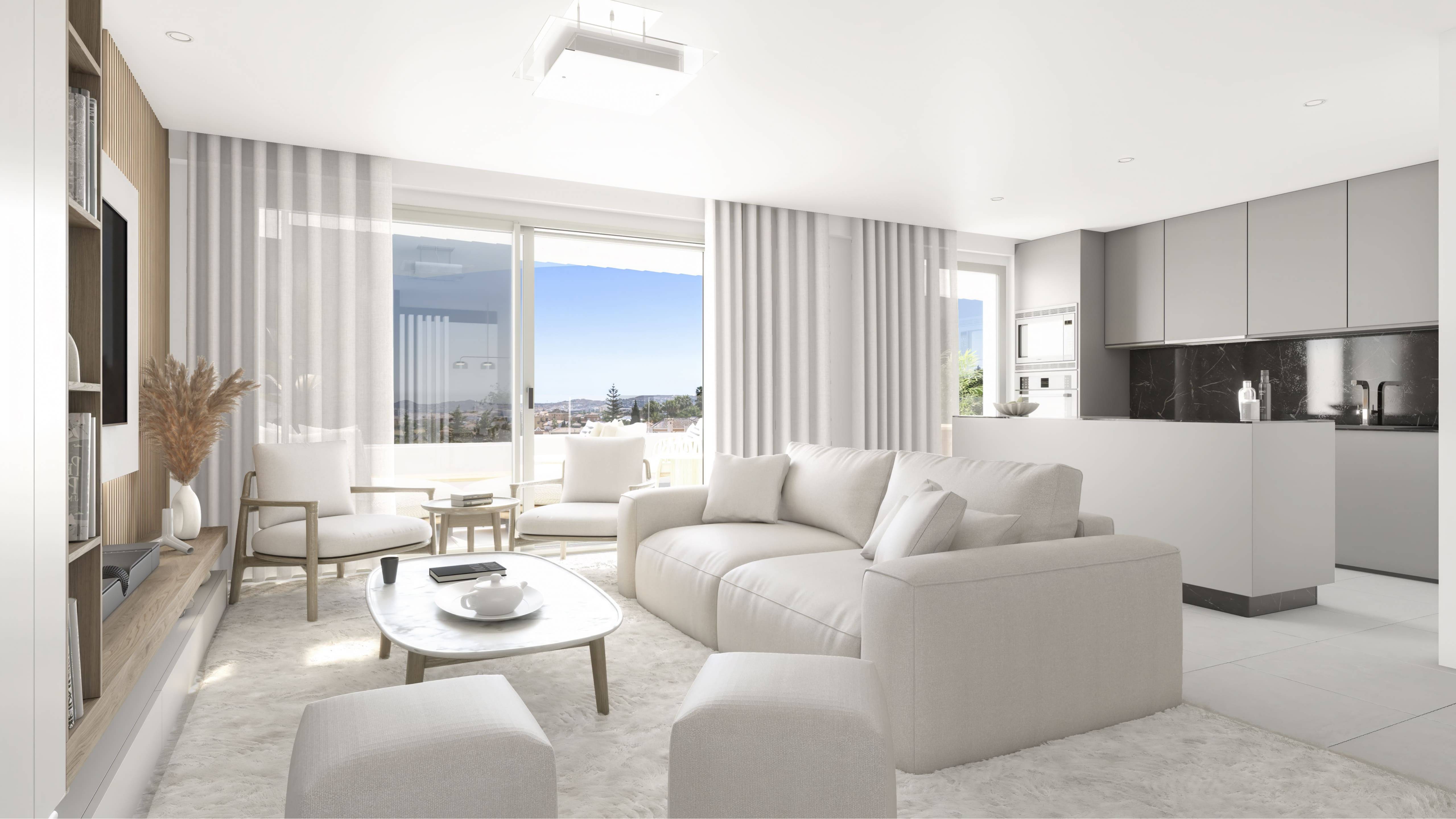 Main bedroom with built-in wardrobes in new-build apartment, El Coto, Mijas
