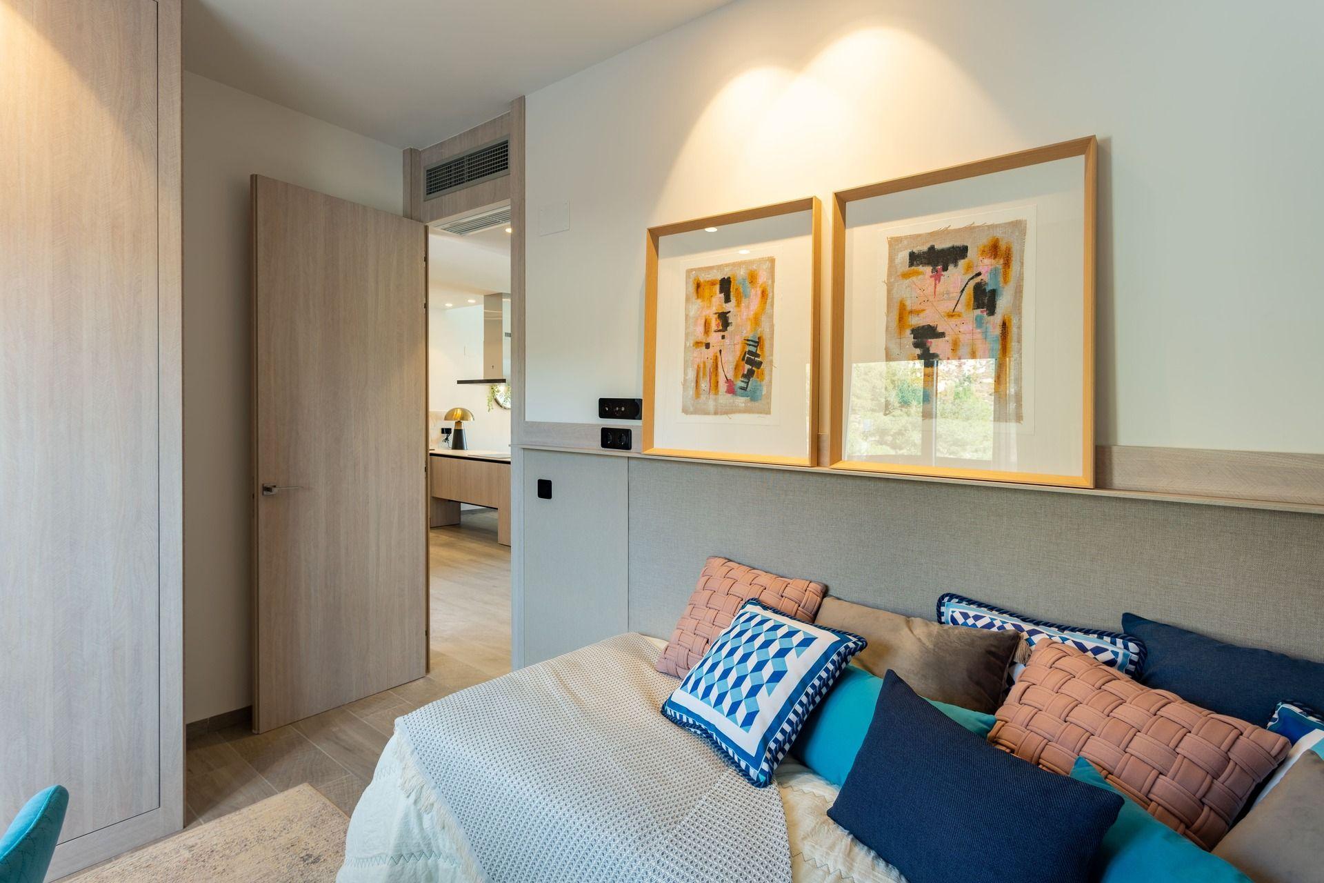 Ground-floor terrace and garden viewed from inside, 3-bedroom townhouse, La Finca Golf, Algorfa