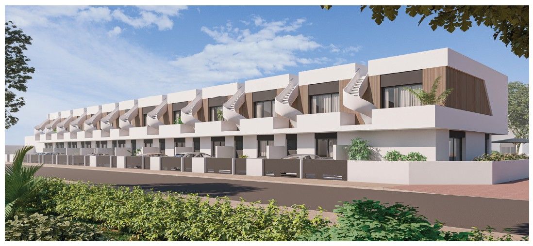 View across rooftops from solarium level, new-build townhouse, Zona Pueblo, Pilar De La Horadada