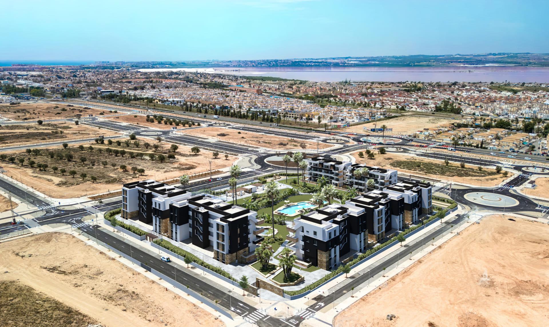 Floor plan of 2-bedroom 77m2 apartment in new-build development, El Chaparral, Torrevieja