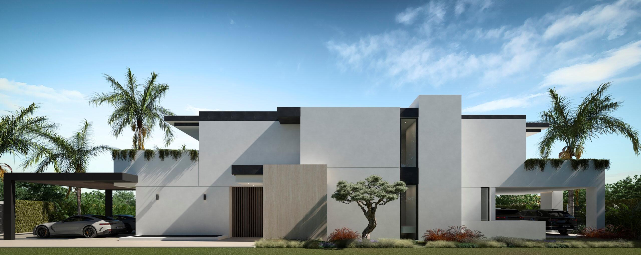 Open living and dining area with garden aspect, new-build villa, San Pedro de Alcántara