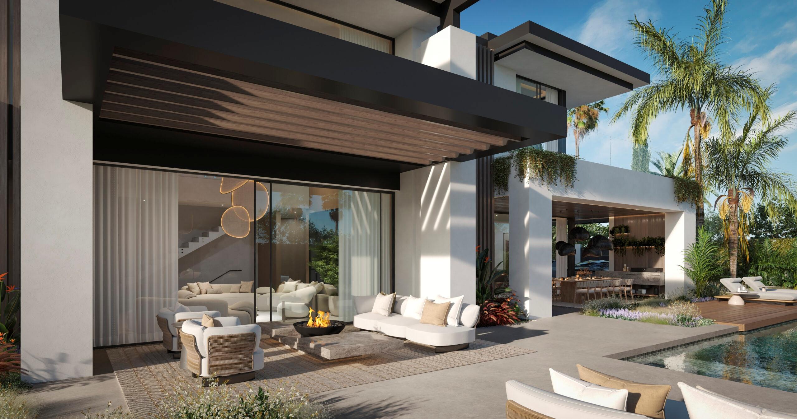 Exterior structural detail of new-build villa, San Pedro de Alcántara, Marbella