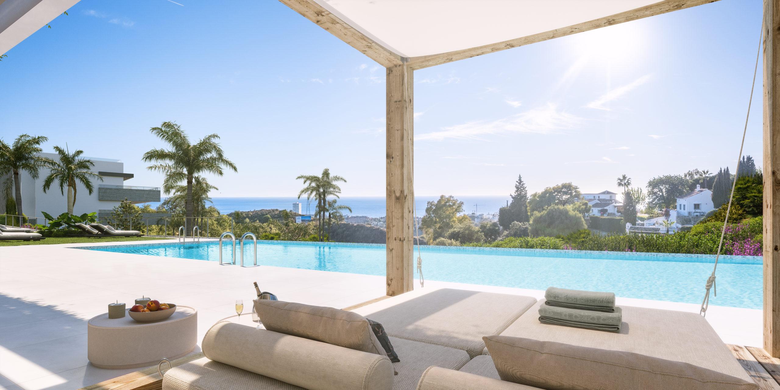 Private solarium terrace in new-build penthouse, Alto de los Monteros, Marbella