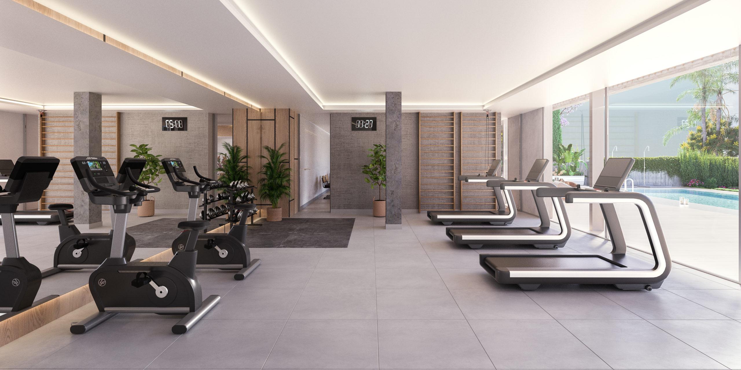 Communal pool with sun terrace and landscaped borders, Alto de los Monteros development, Marbella