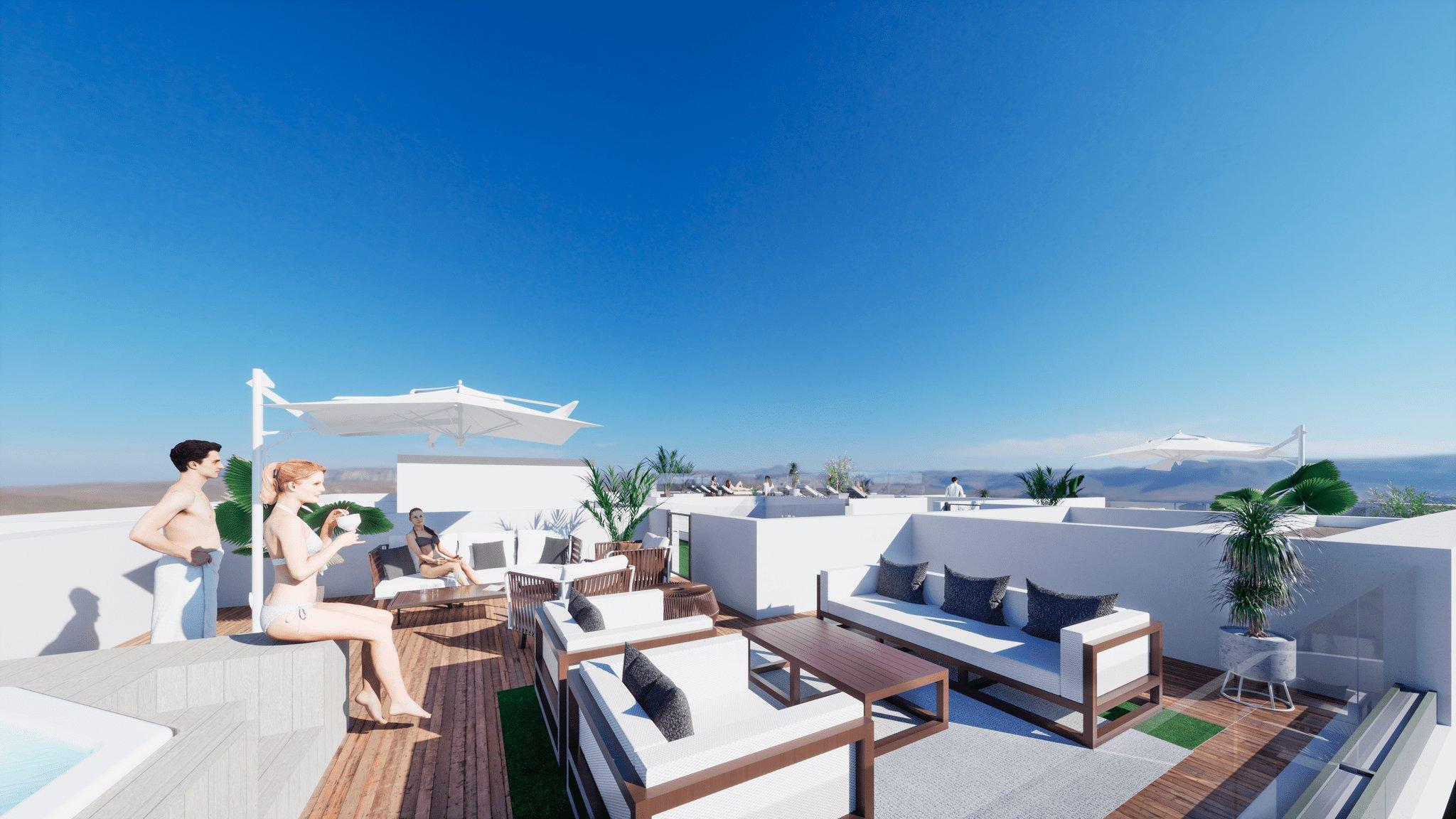Aerial render of new-build development adjacent to the beach, Centro, Torrevieja