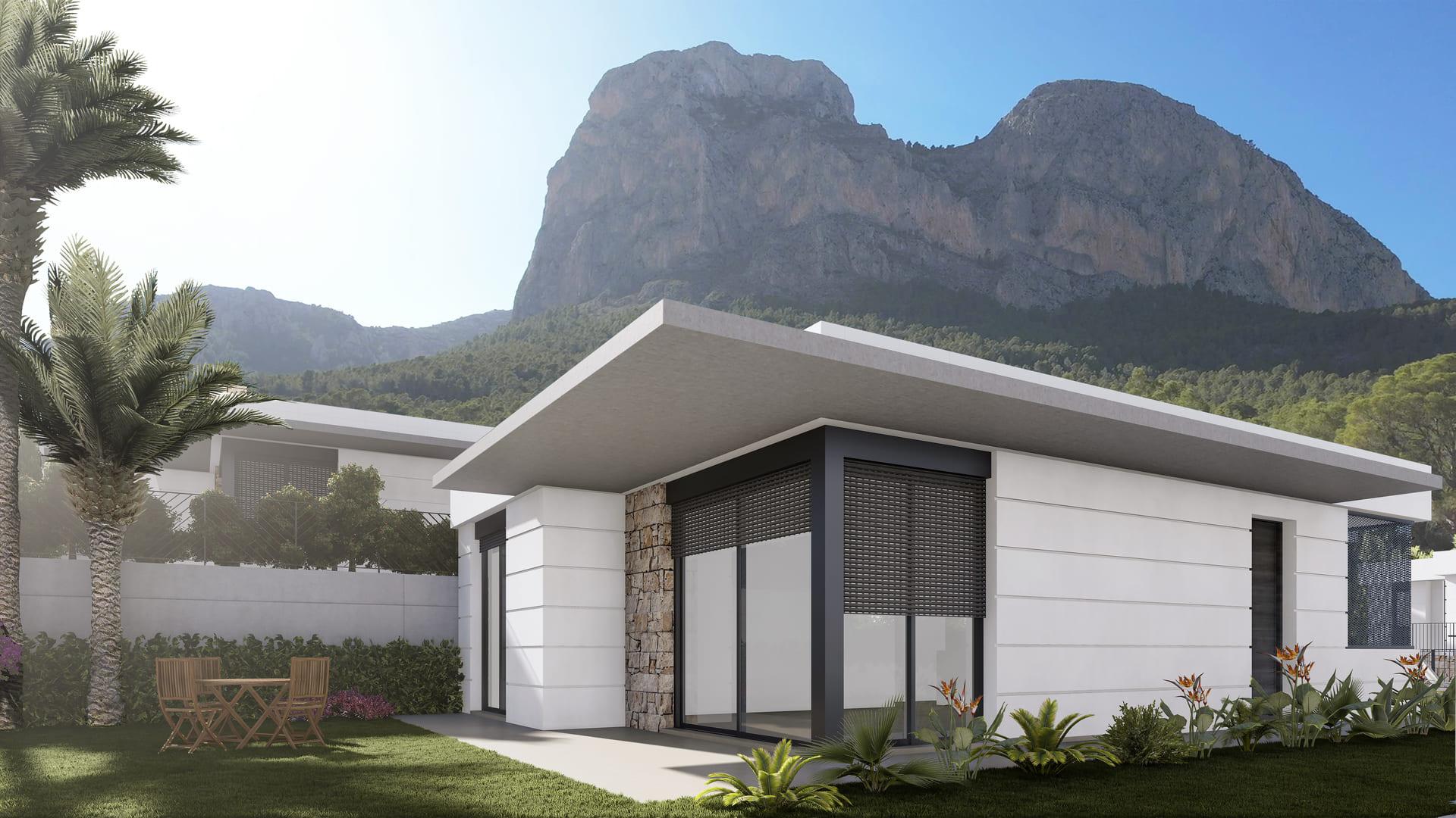 Private garden and 319m2 plot surrounding new-build villa in Pla de Cantal, Polop