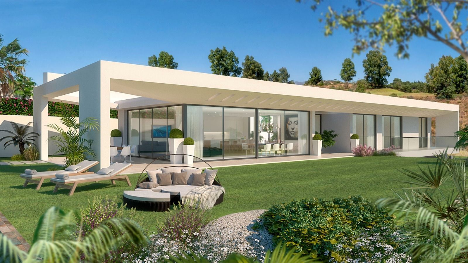 Kitchen worktop and storage units in new-build villa, La Cala Golf, Mijas