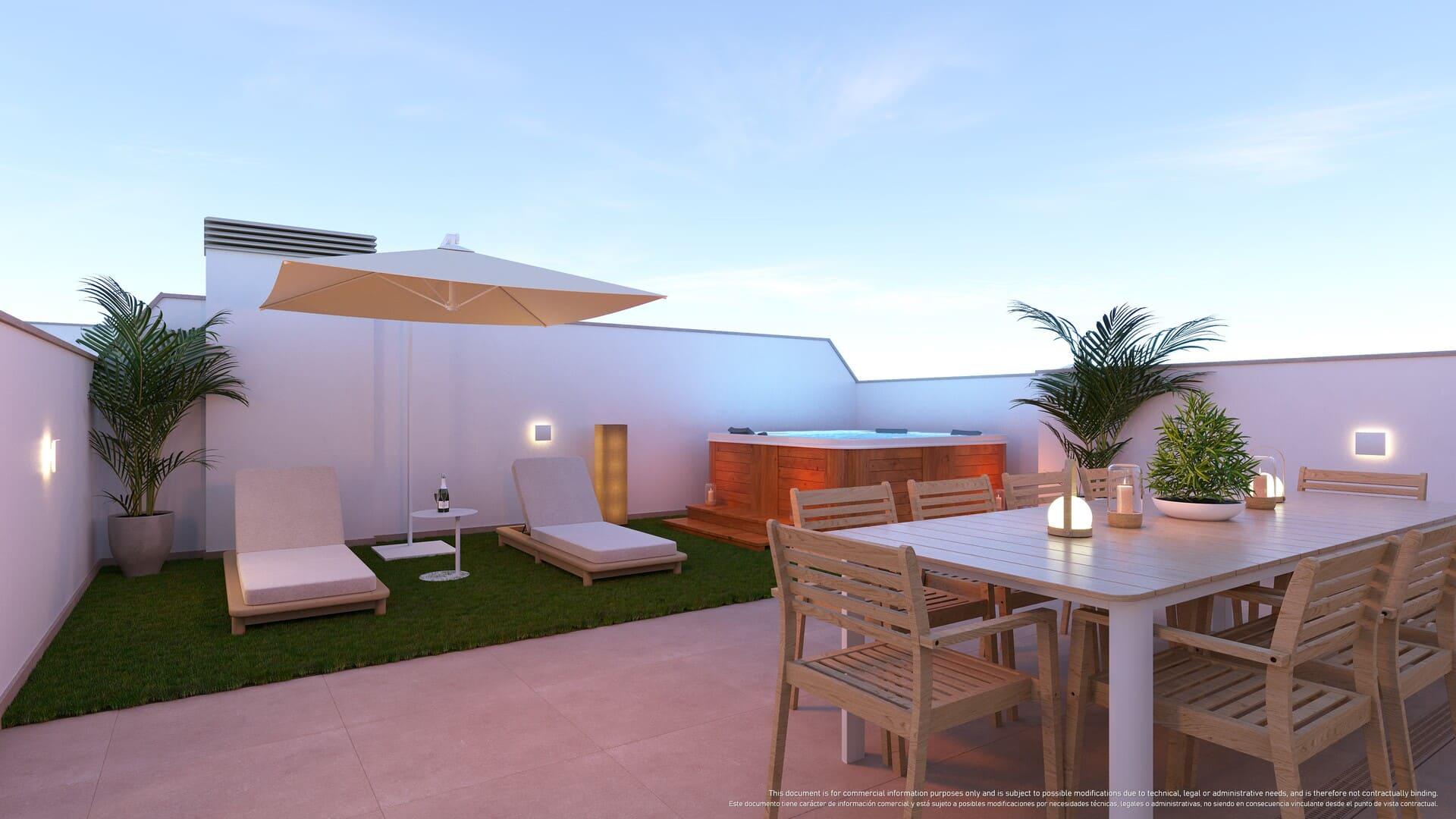 Pool viewed from upper terrace, townhouse development, Torre de la Horadada
