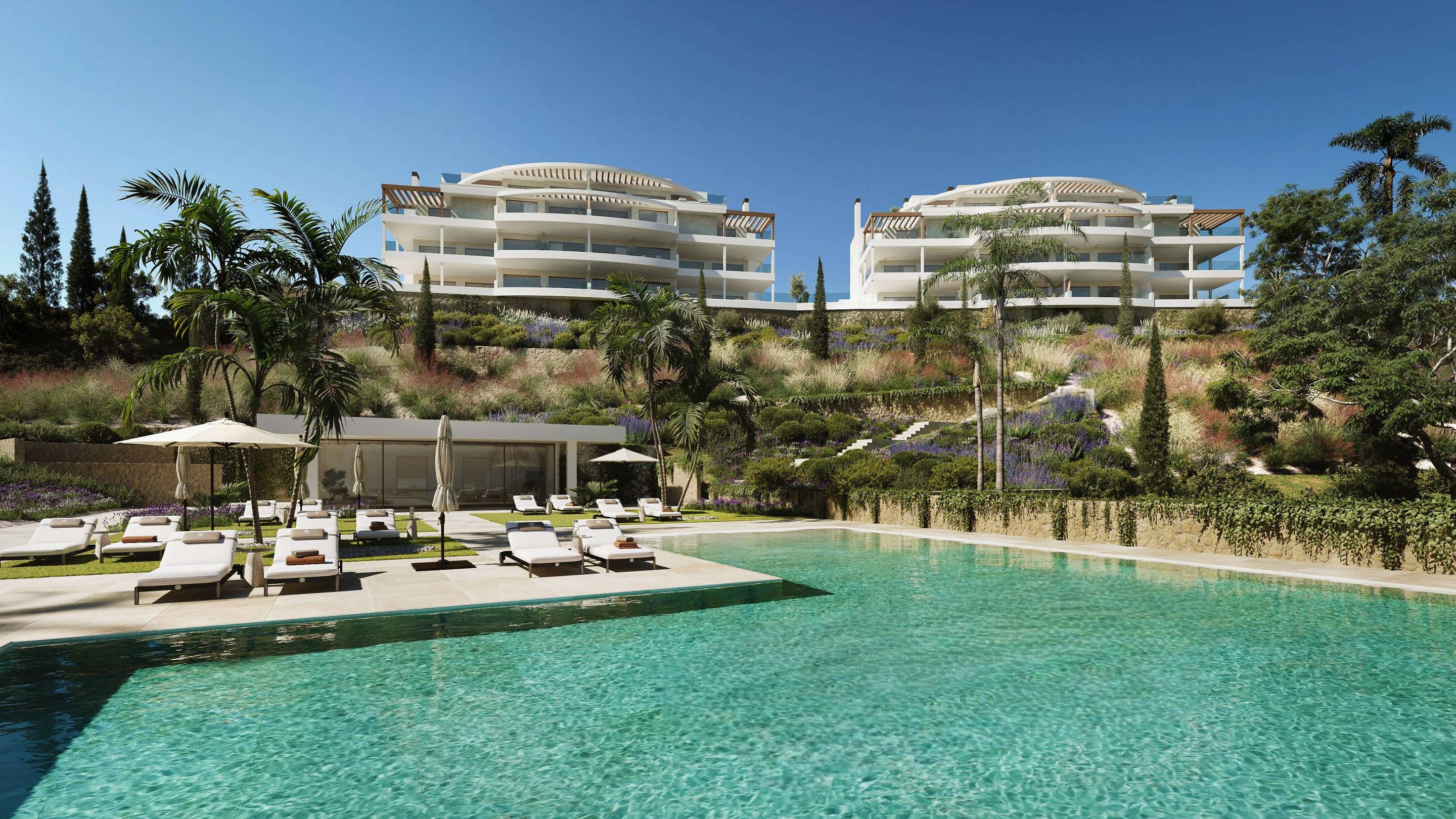 Third-floor corridor leading to penthouse unit, Cerros del Águila development, Mijas