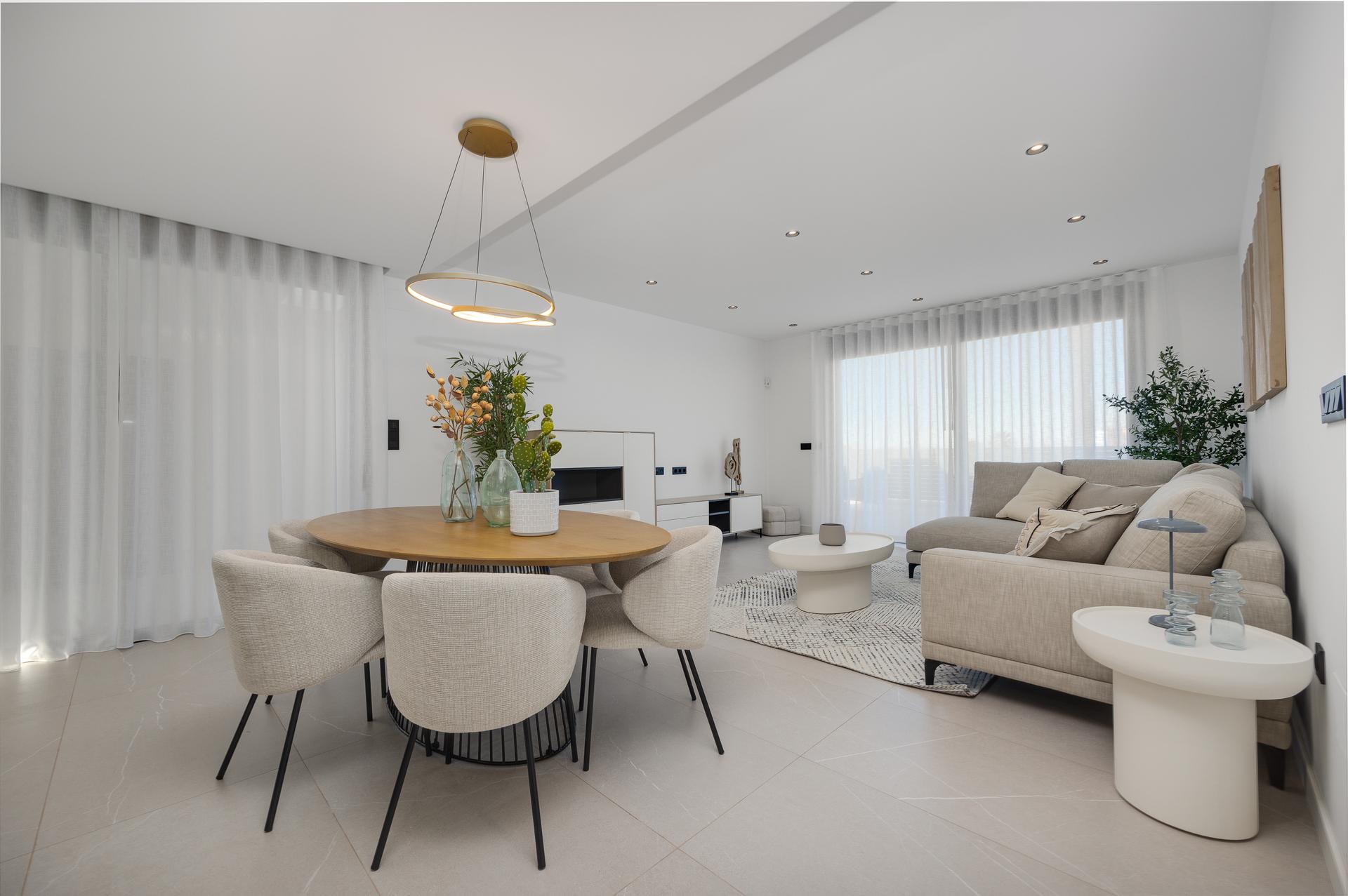 Tiled flooring in living area of new-build villa, Torreblanca, Torrevieja