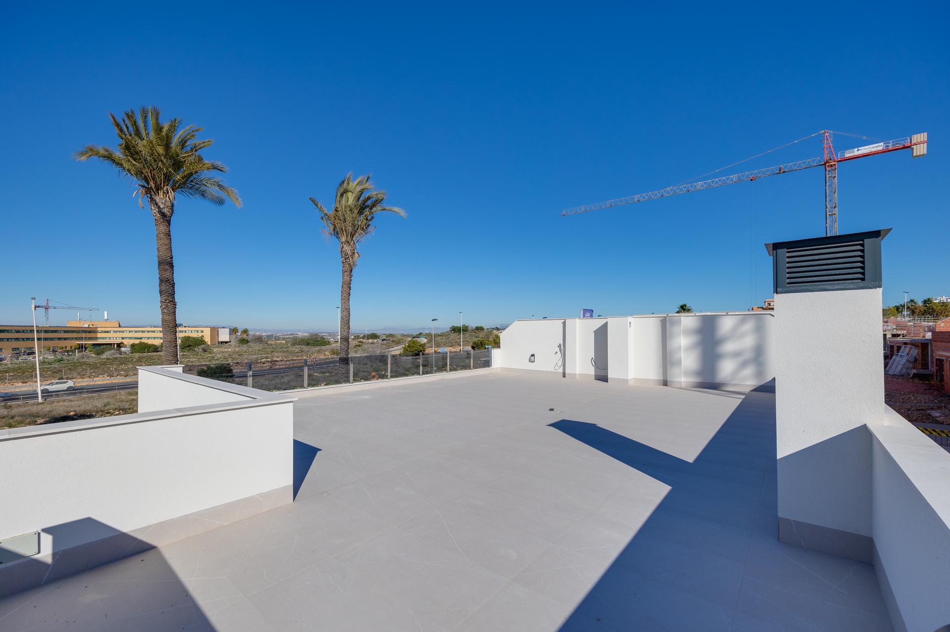 Staircase accessing rooftop solarium, new-build villa, Torreblanca