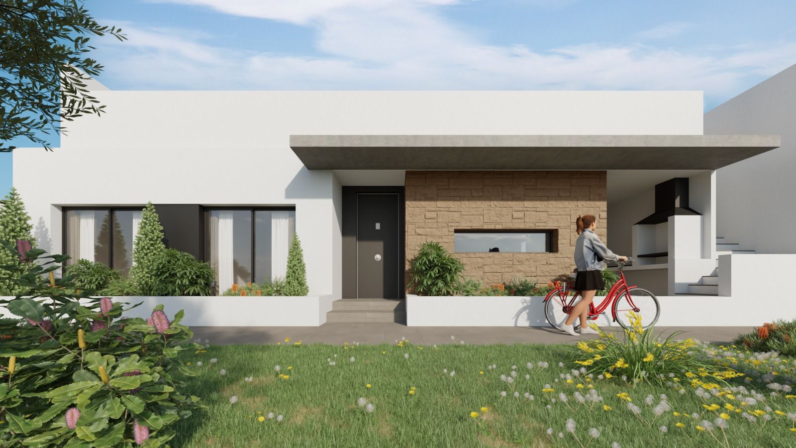 Exterior render finish on 3-bedroom new-build villa, Torreblanca