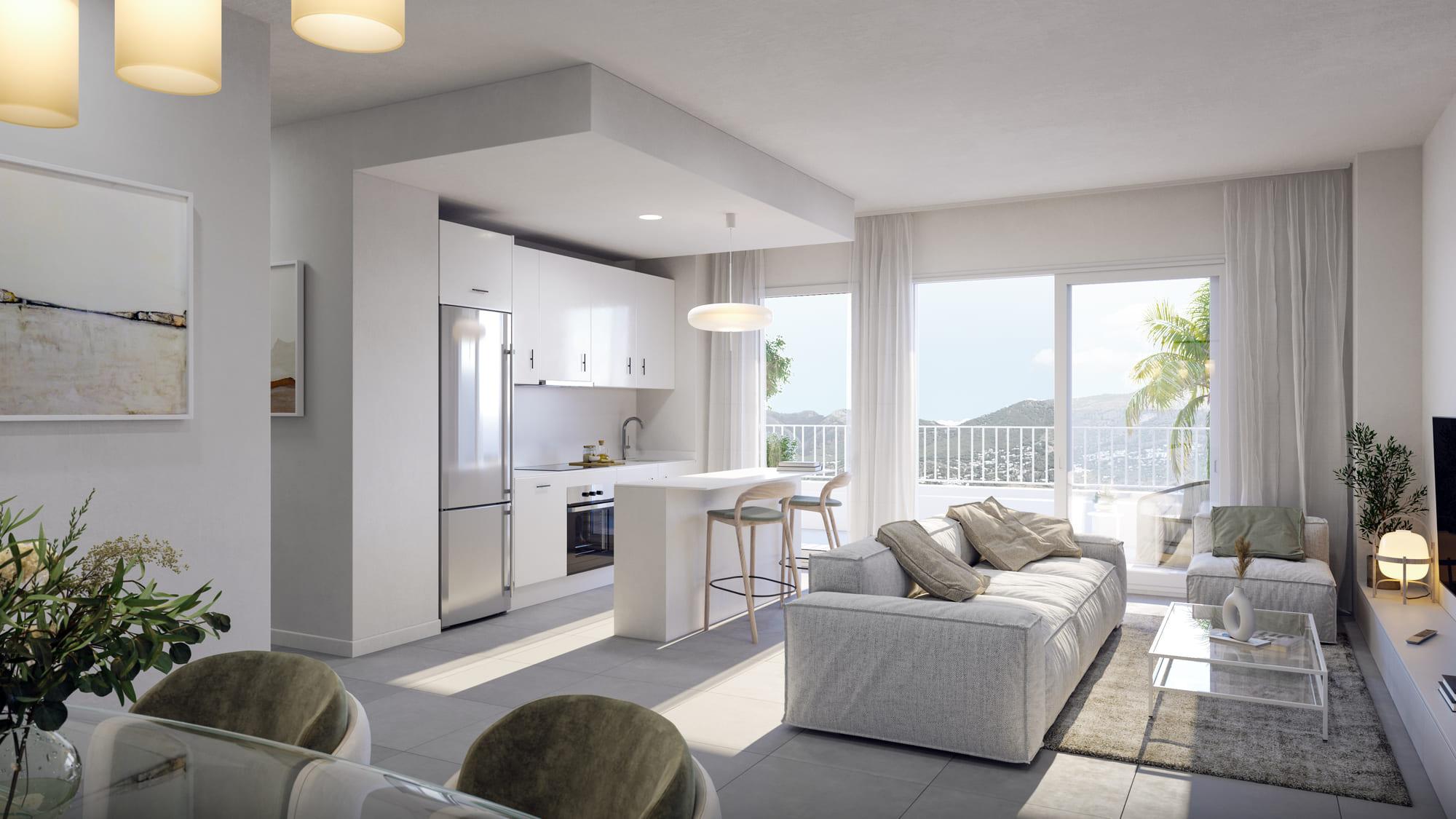 Main bedroom with window in top-floor penthouse, Los Pacos, Fuengirola