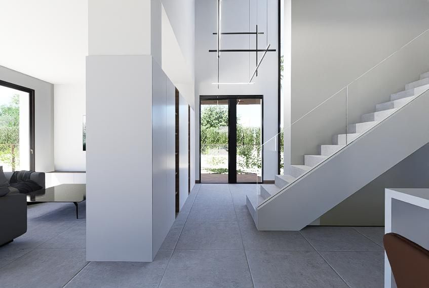 Exterior facade of 4-bedroom new-build villa in Coloma, La Nucía showing entrance elevation