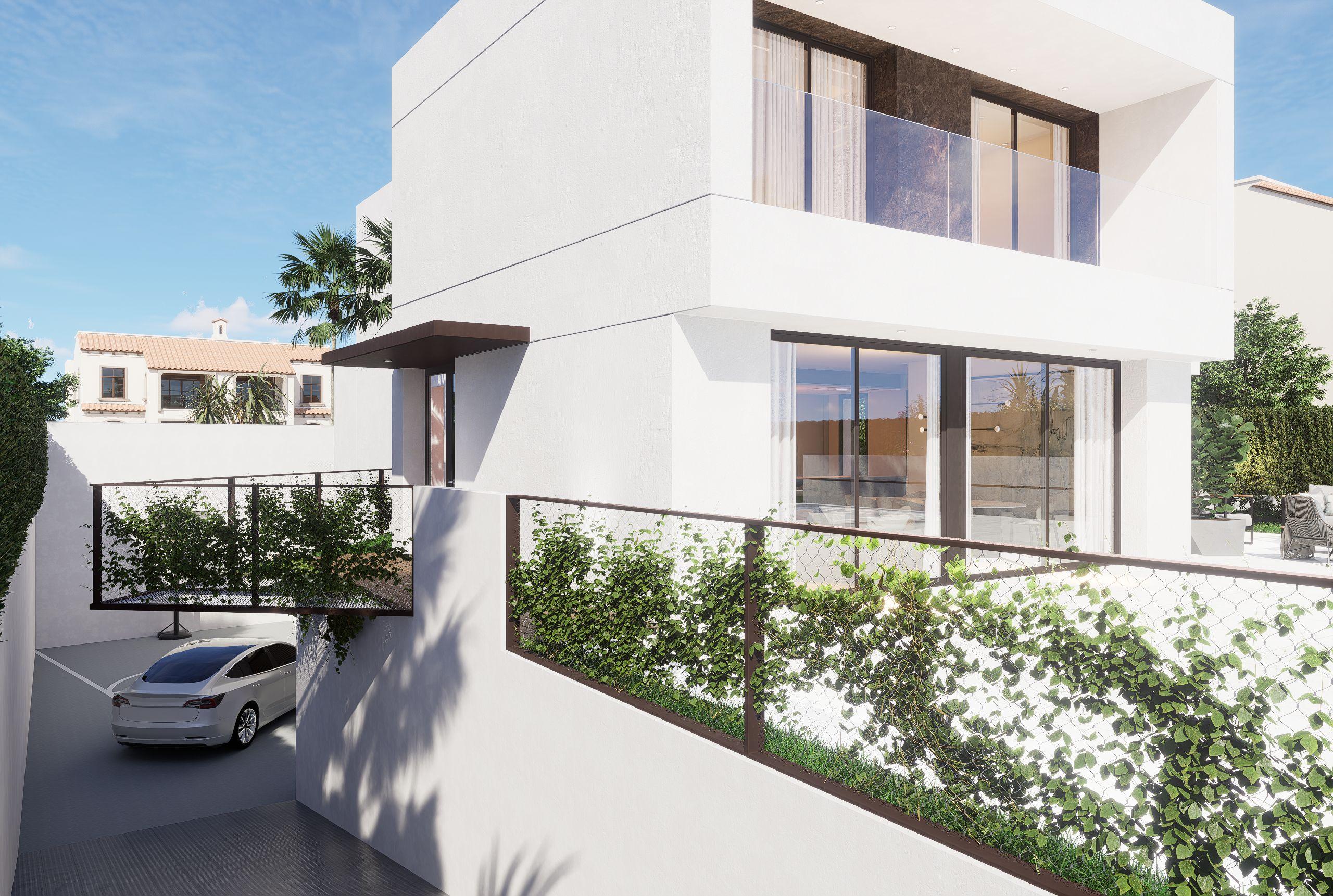 Elevated view of plot and surroundings of new-build villa in Coloma, La Nucía