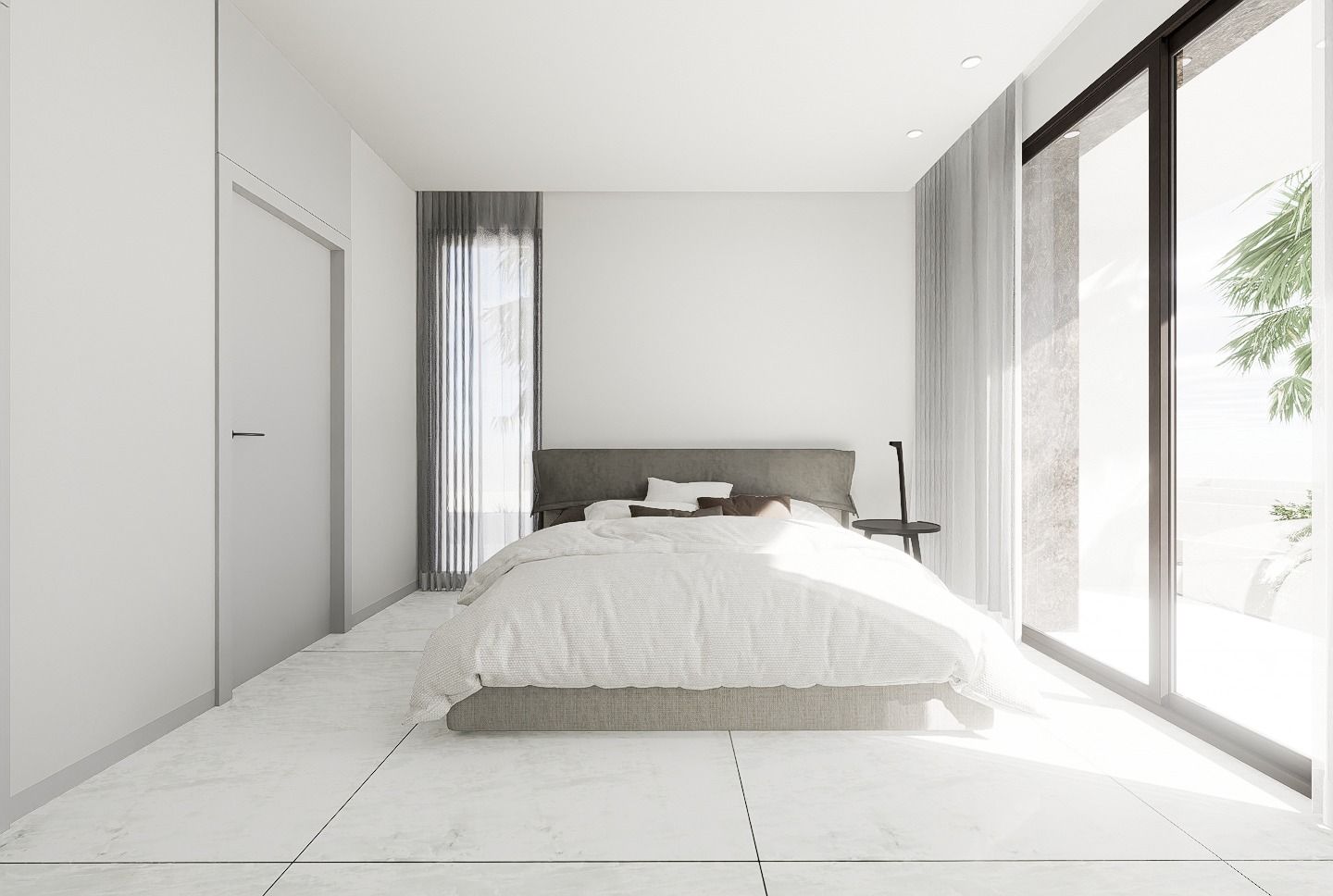 Living room of 4-bedroom new-build villa in Coloma, La Nucía with large windows