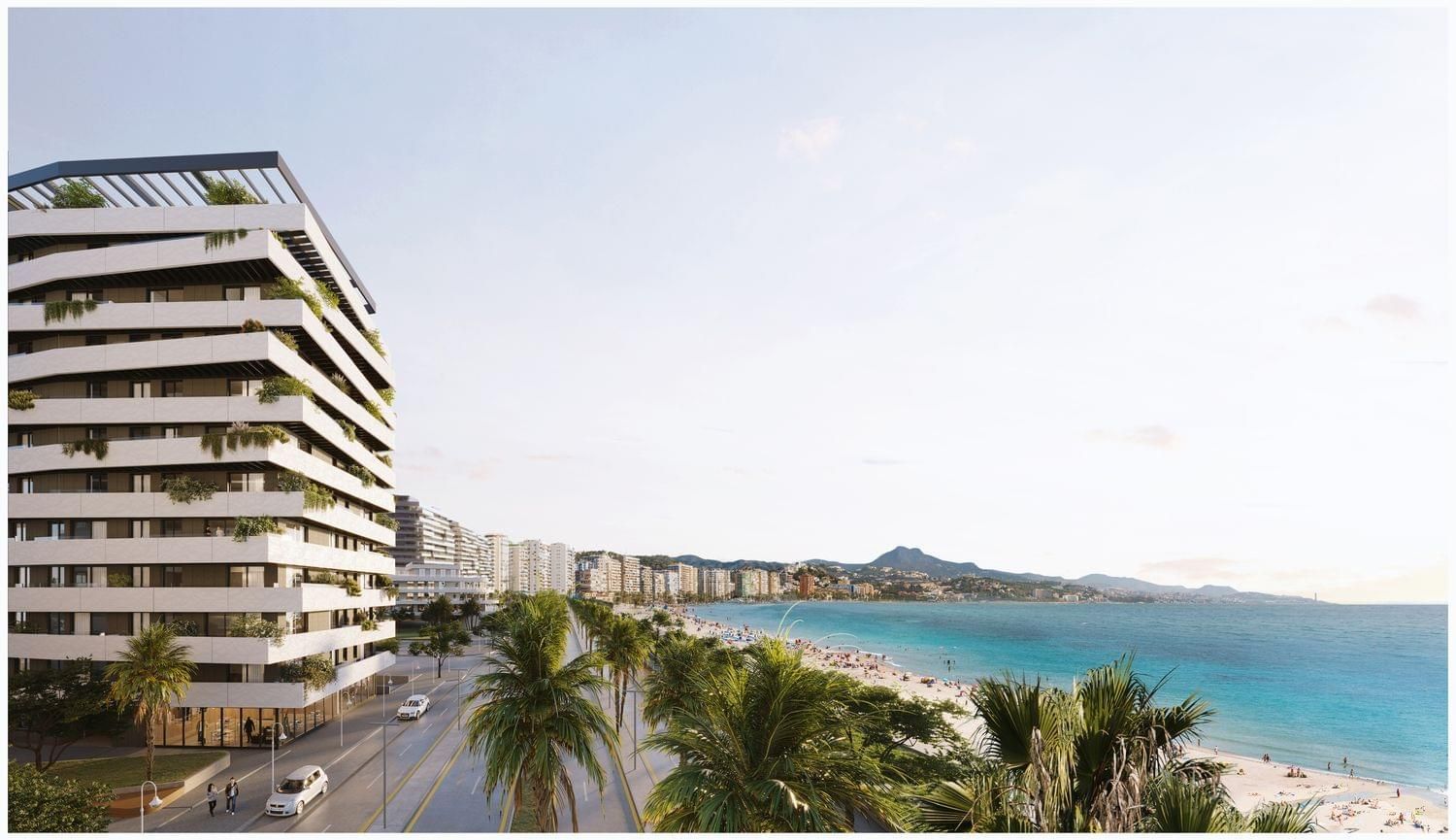 Facade of new-build residential building, Carretera de Cádiz, Málaga