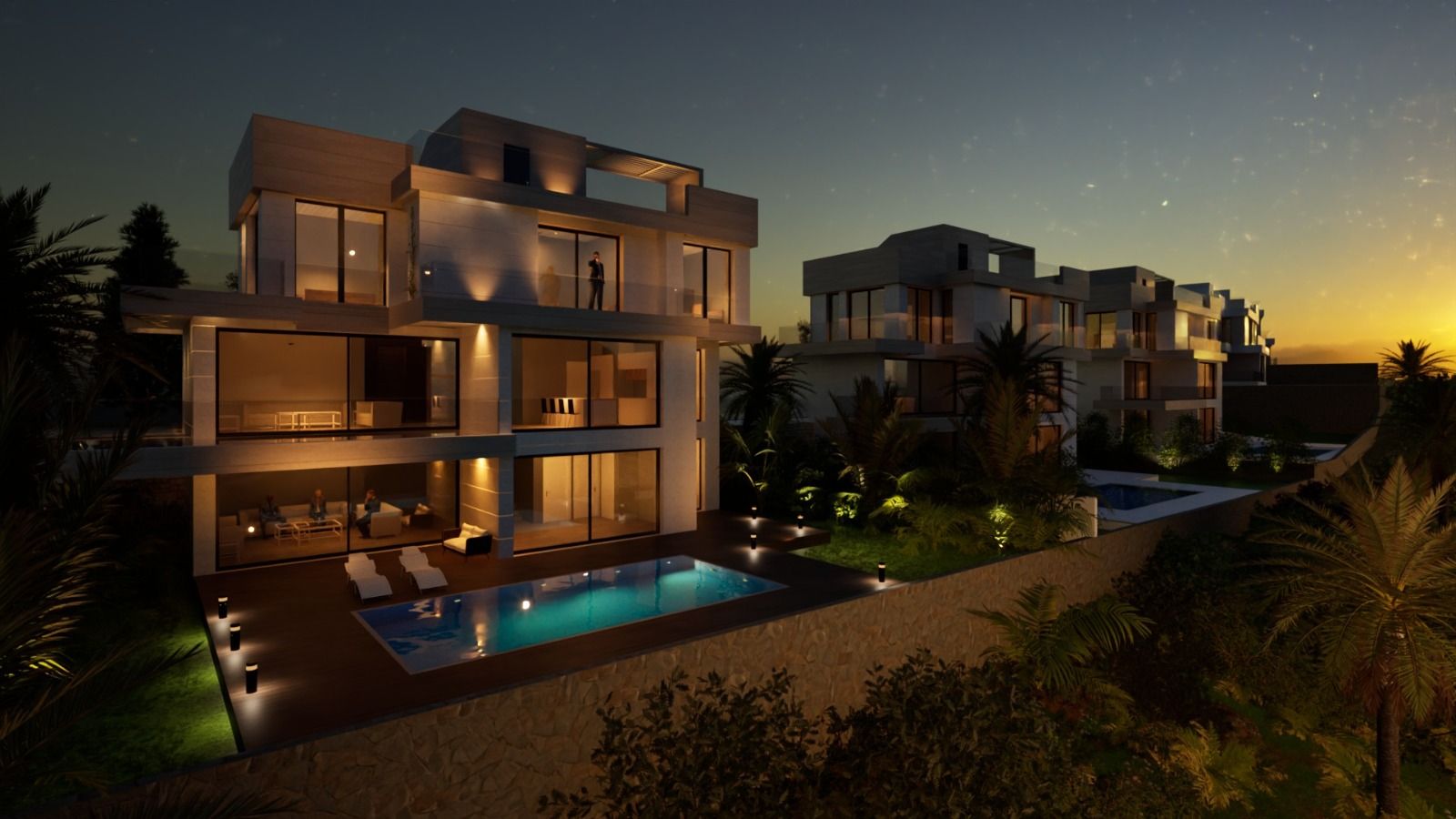 Open-plan living and dining area in 4-bedroom new-build villa, Azata Golf Estepona Oeste