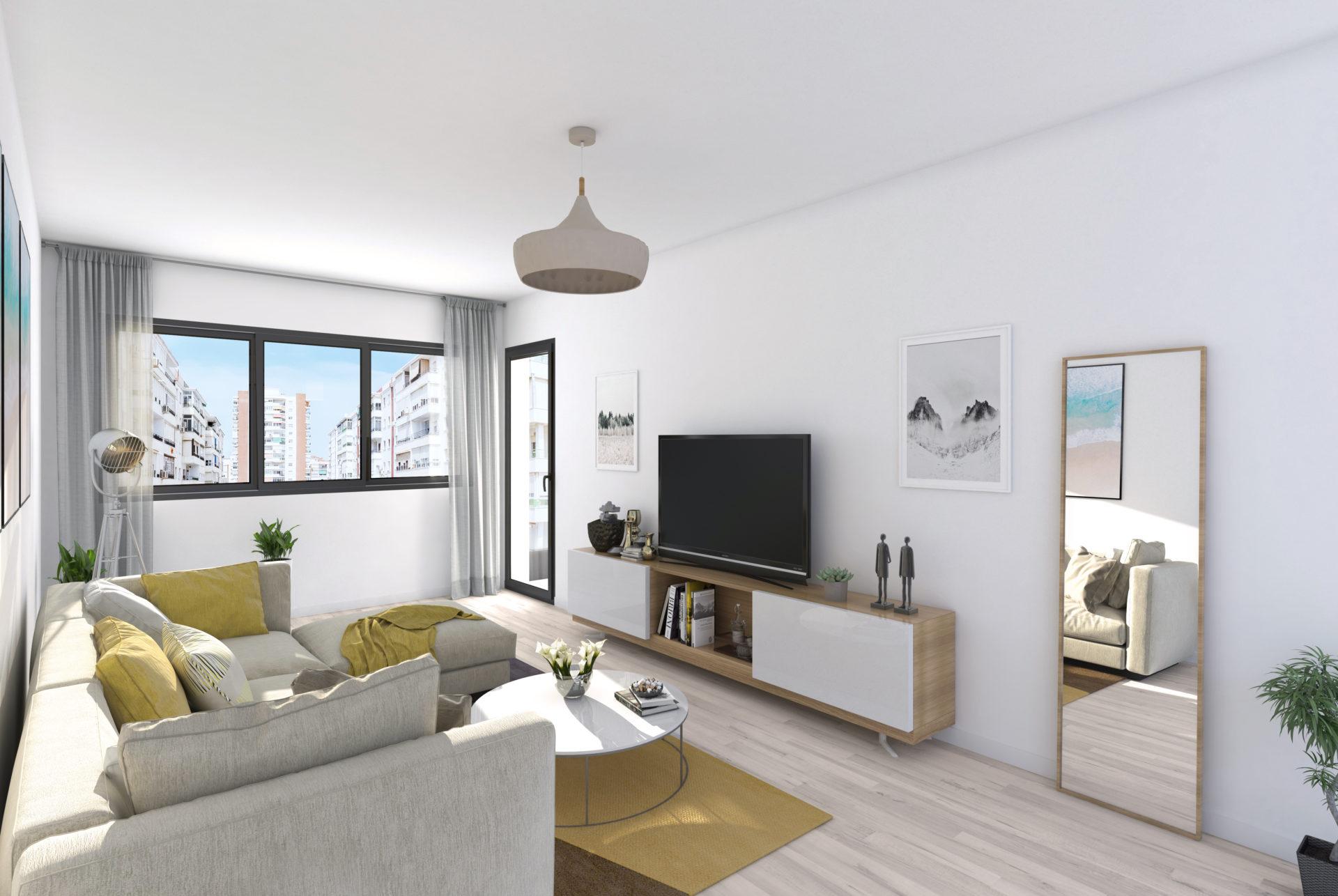 Lift lobby and communal entrance in new-build apartment building, Gamarra, Málaga