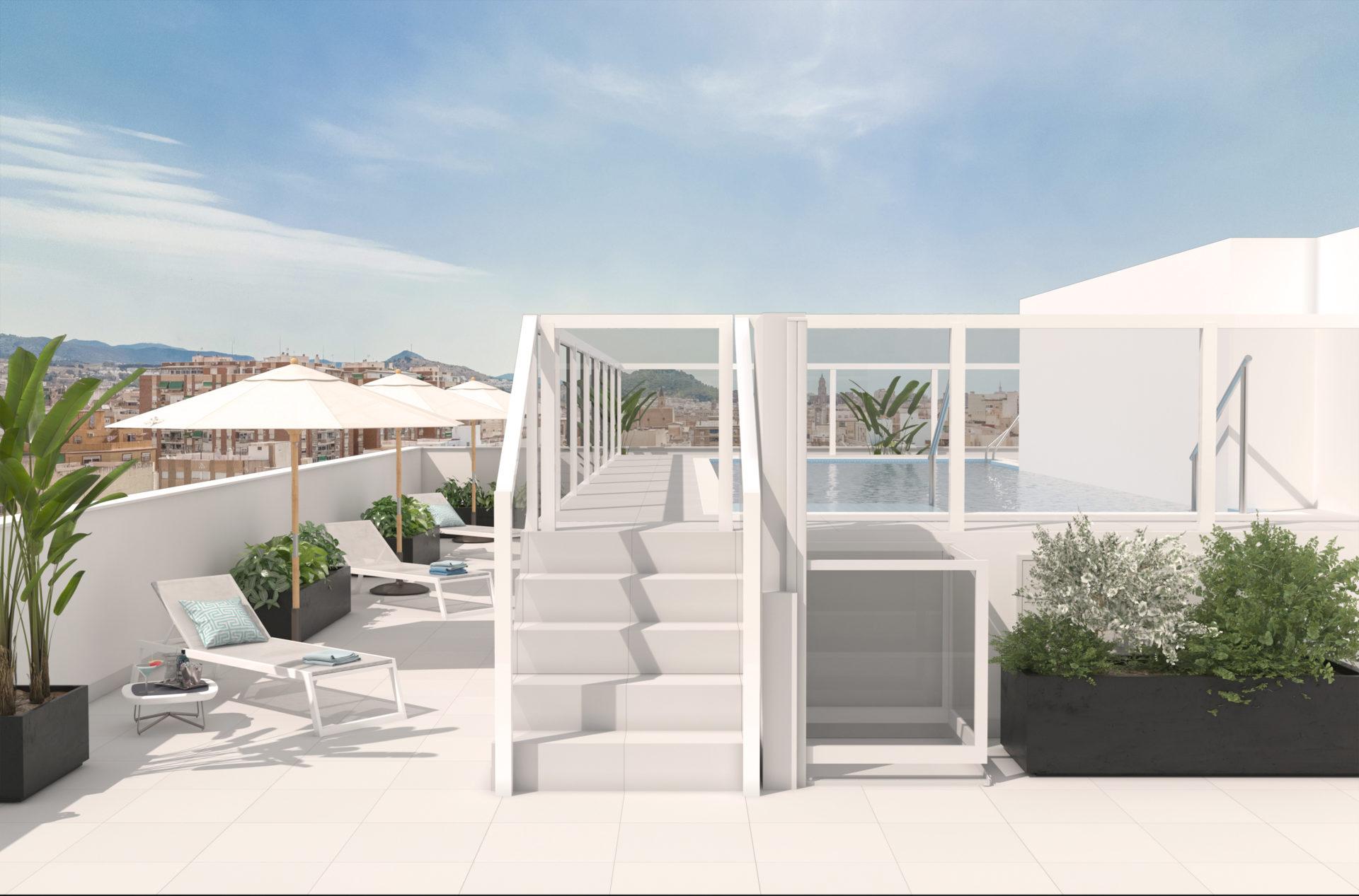 Communal pool in new-build residential development, Gamarra, Málaga