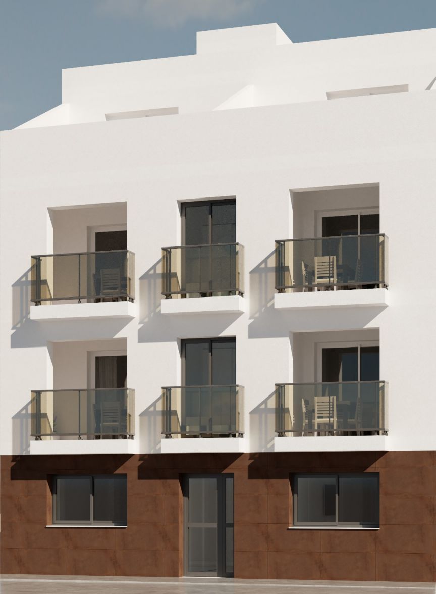 Living room render with large windows and natural light in 3-bedroom apartment, Centro, Fuengirola