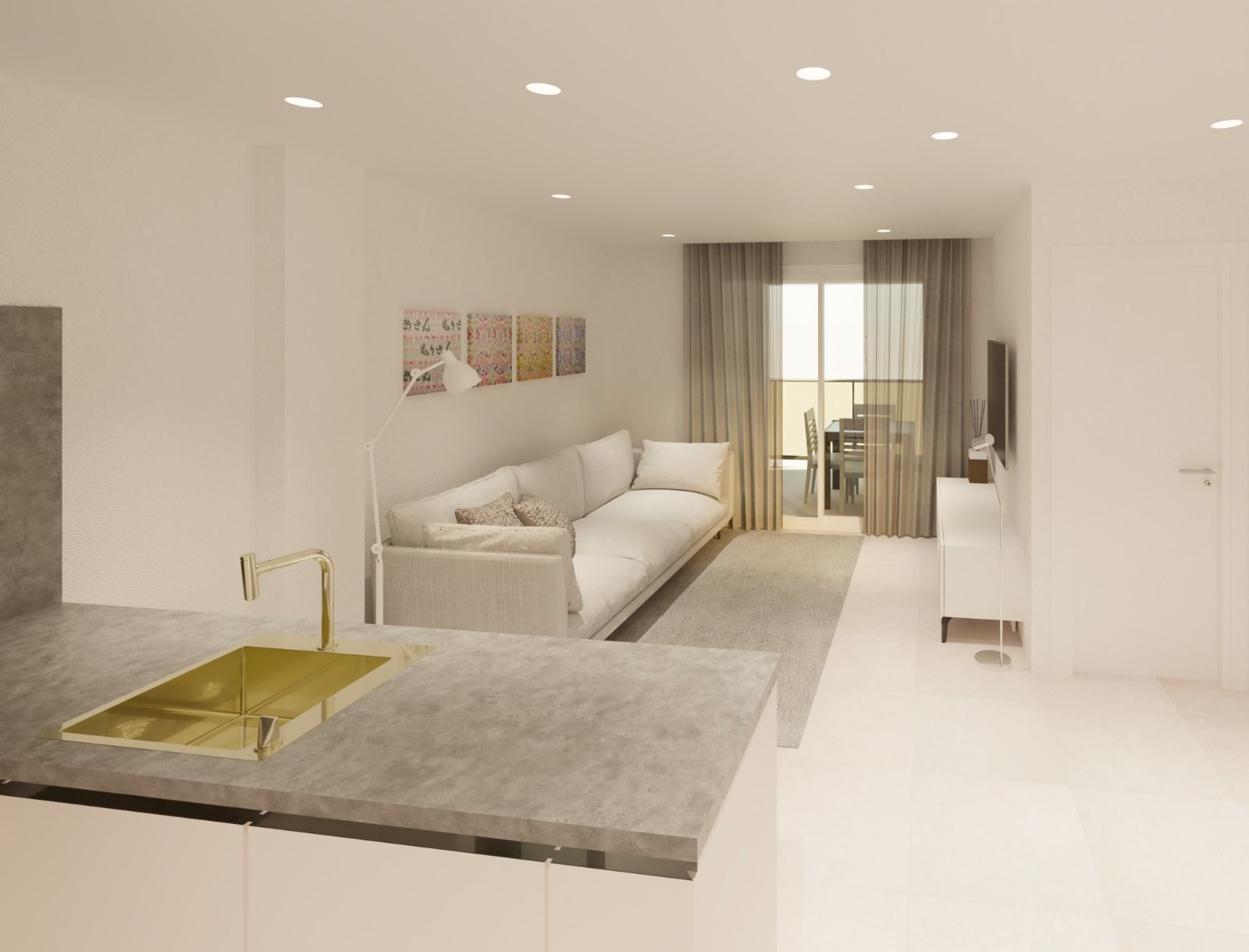 Covered terrace off the master bedroom in 3-bedroom new-build apartment, Centro