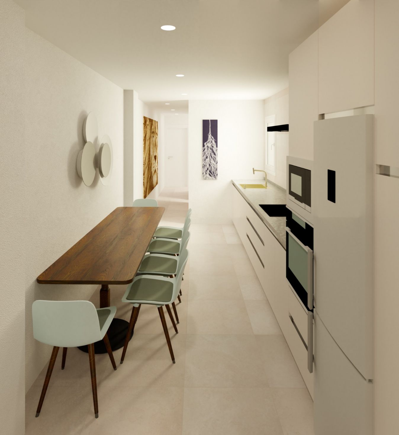 Rear building elevation render of new-build apartment block, Centro, Fuengirola