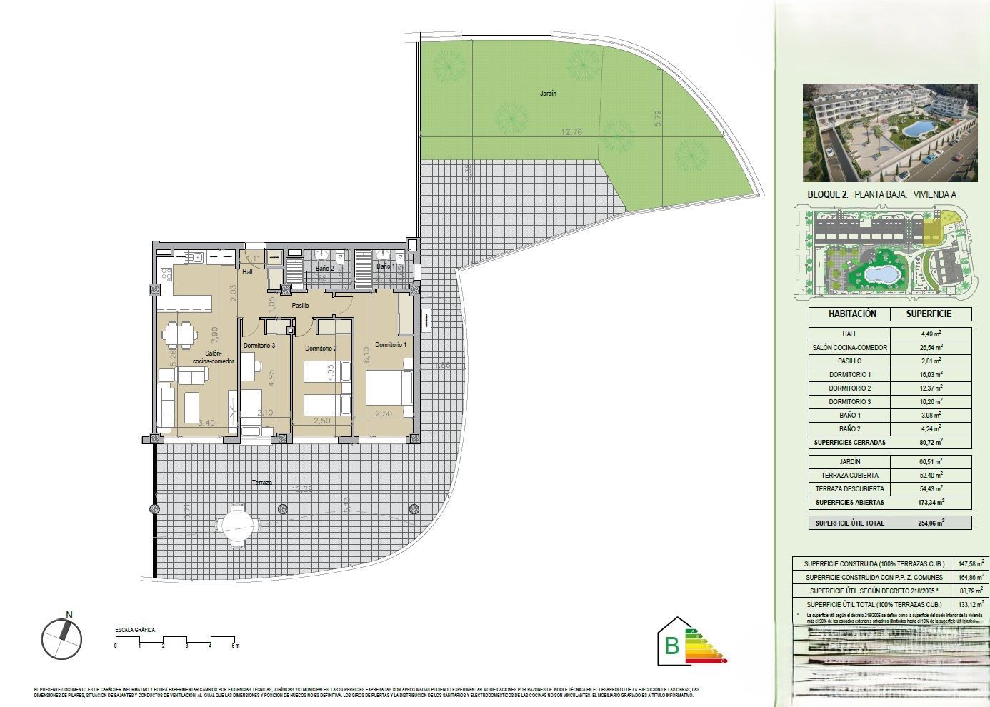 Floor plan of 3-bedroom ground-floor apartment measuring 164 m2, Santangelo Norte, Benalmádena
