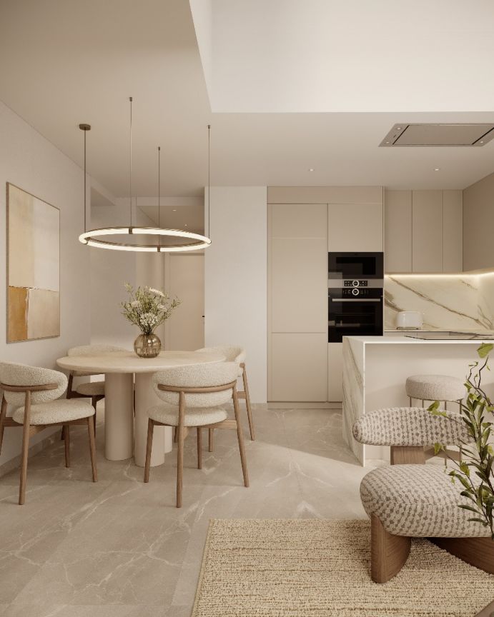 Lift lobby inside 17-storey new-build apartment building, Playa Arenal-Bol, Calpe