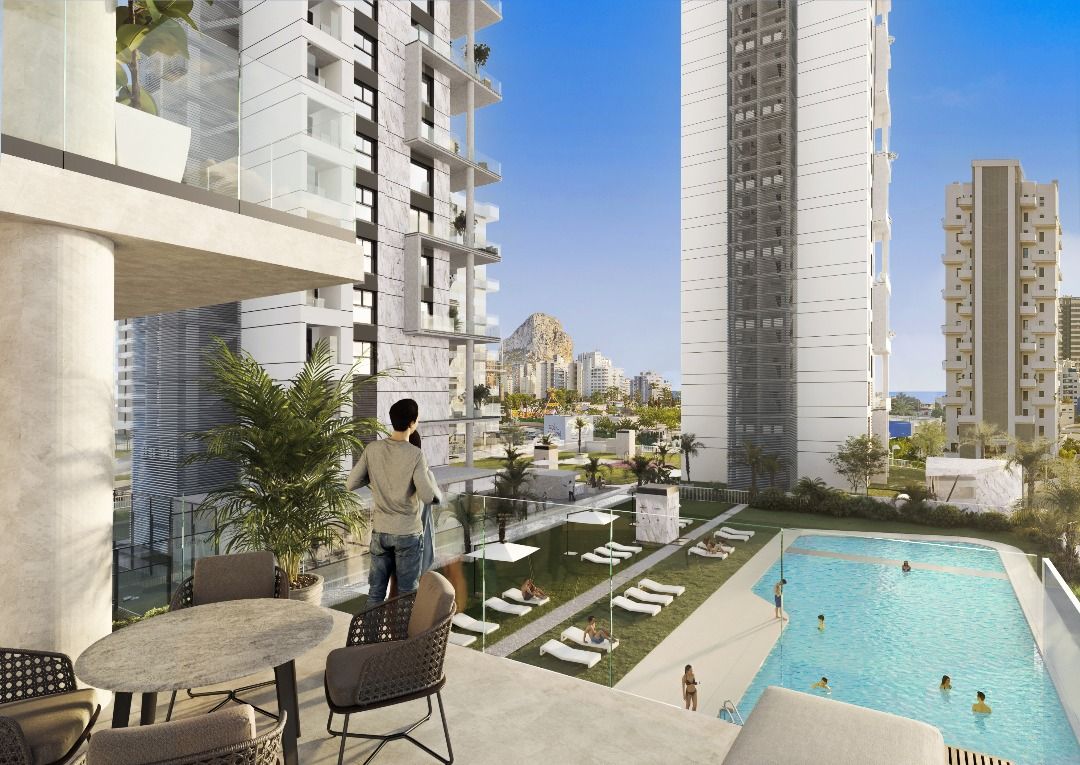 Tower facade of new-build development, Playa Arenal-Bol, Calpe