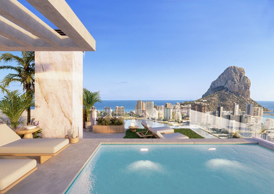 CGI render of terrace in new-build apartment, Playa Arenal-Bol, Calpe