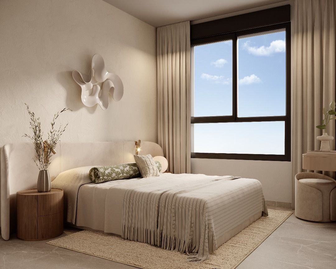 Living room with doors opening to terrace in 2-bedroom apartment, Playa Arenal-Bol, Calpe