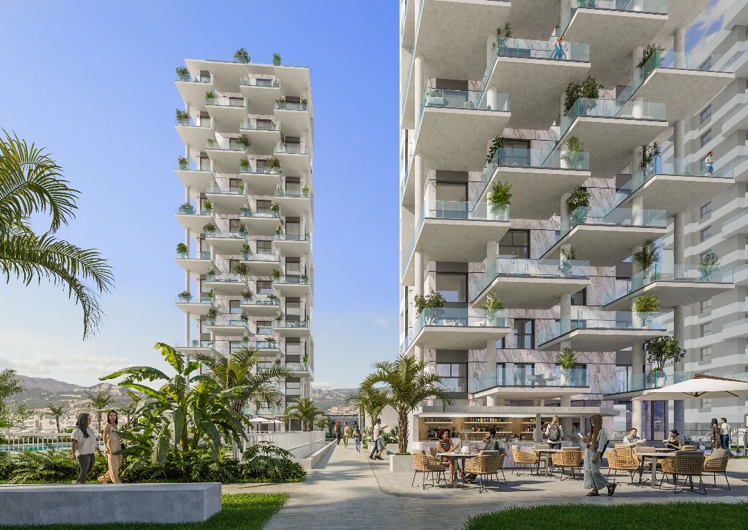 Open-plan living and dining area in 2-bedroom new-build apartment, Playa Arenal-Bol, Calpe