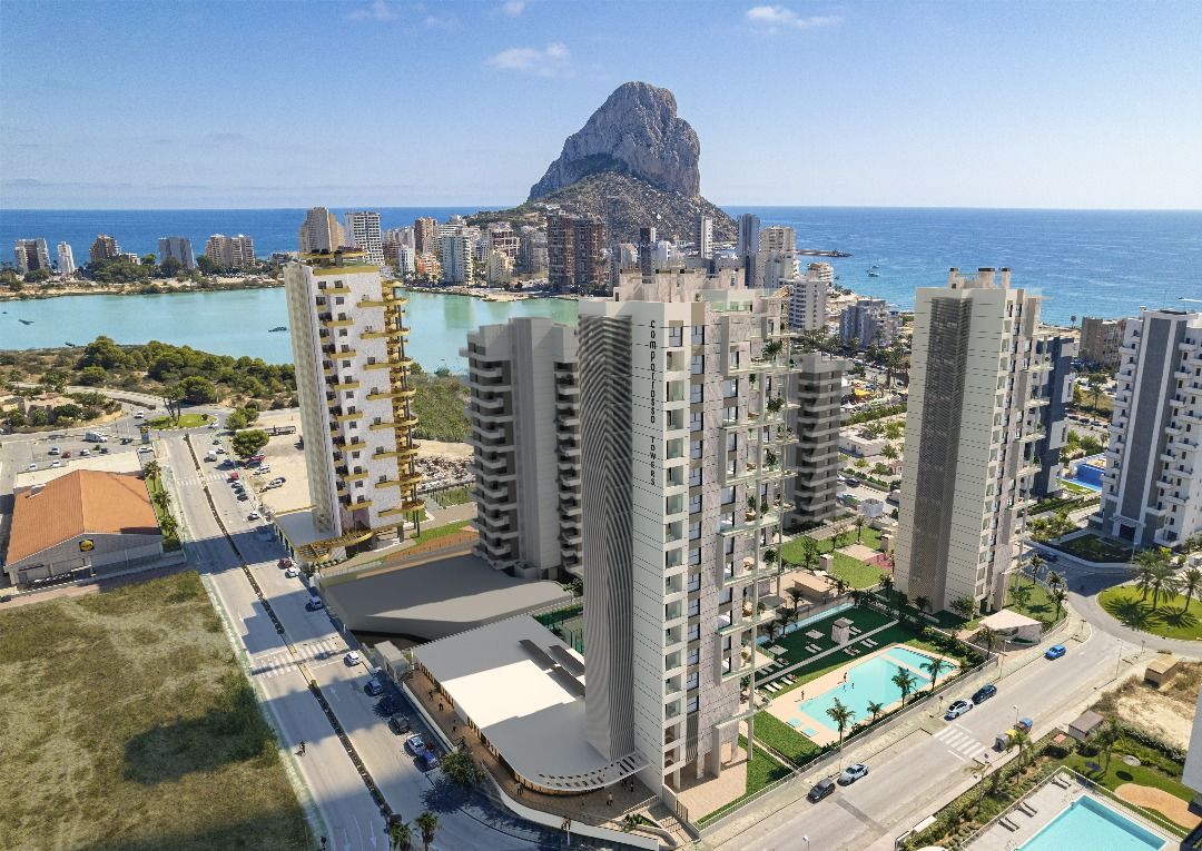 Living area towards terrace access doors in top-floor penthouse, Calpe